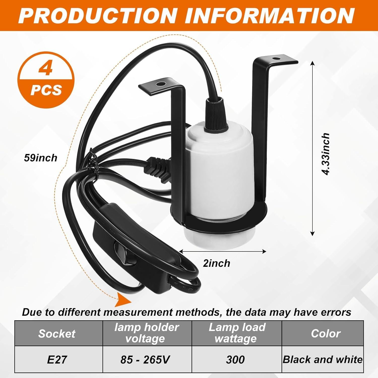 Soporte de Lámpara de Calor Cerámica VIHOSE 4 Pcs Blanco