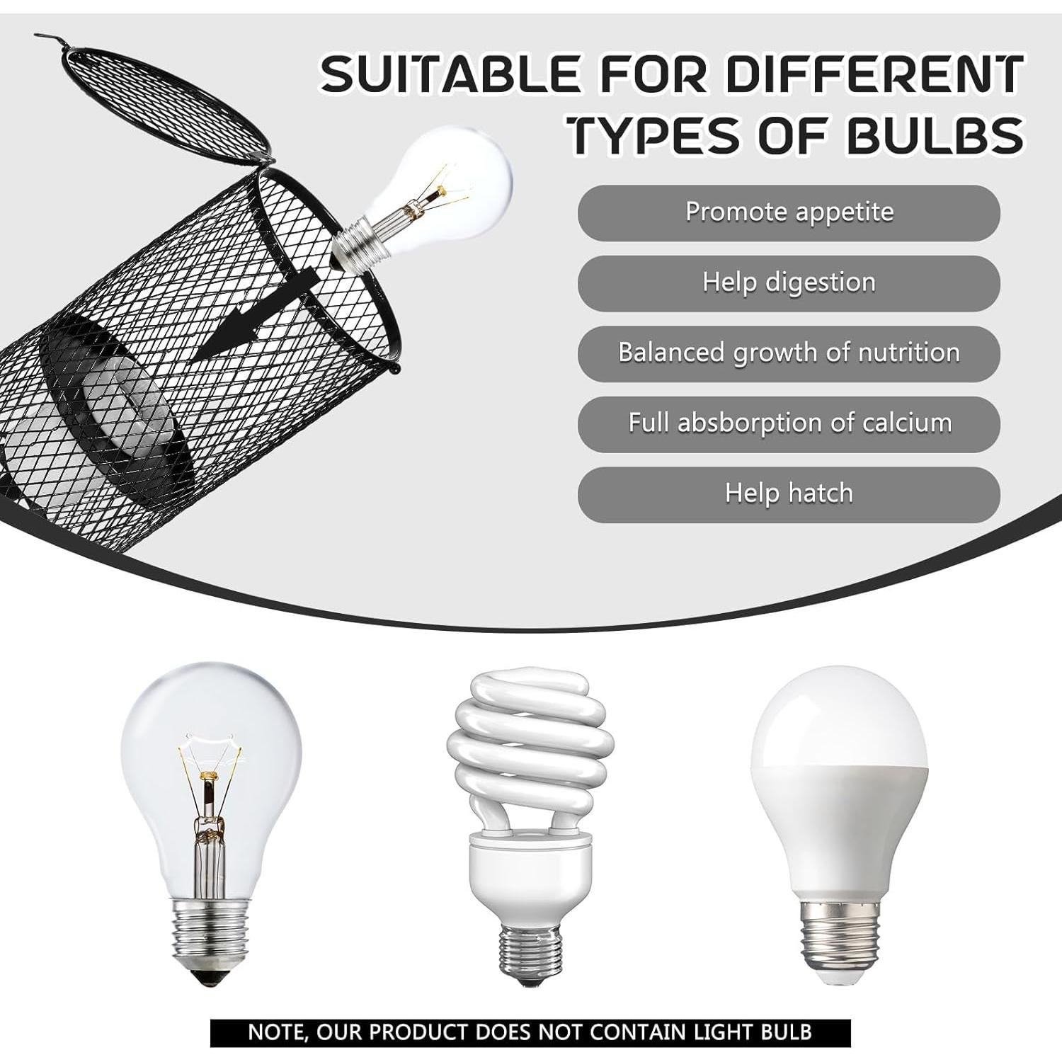 VIHOSE Protector de Lámpara de Calor para Reptiles 150W - 4 Pcs