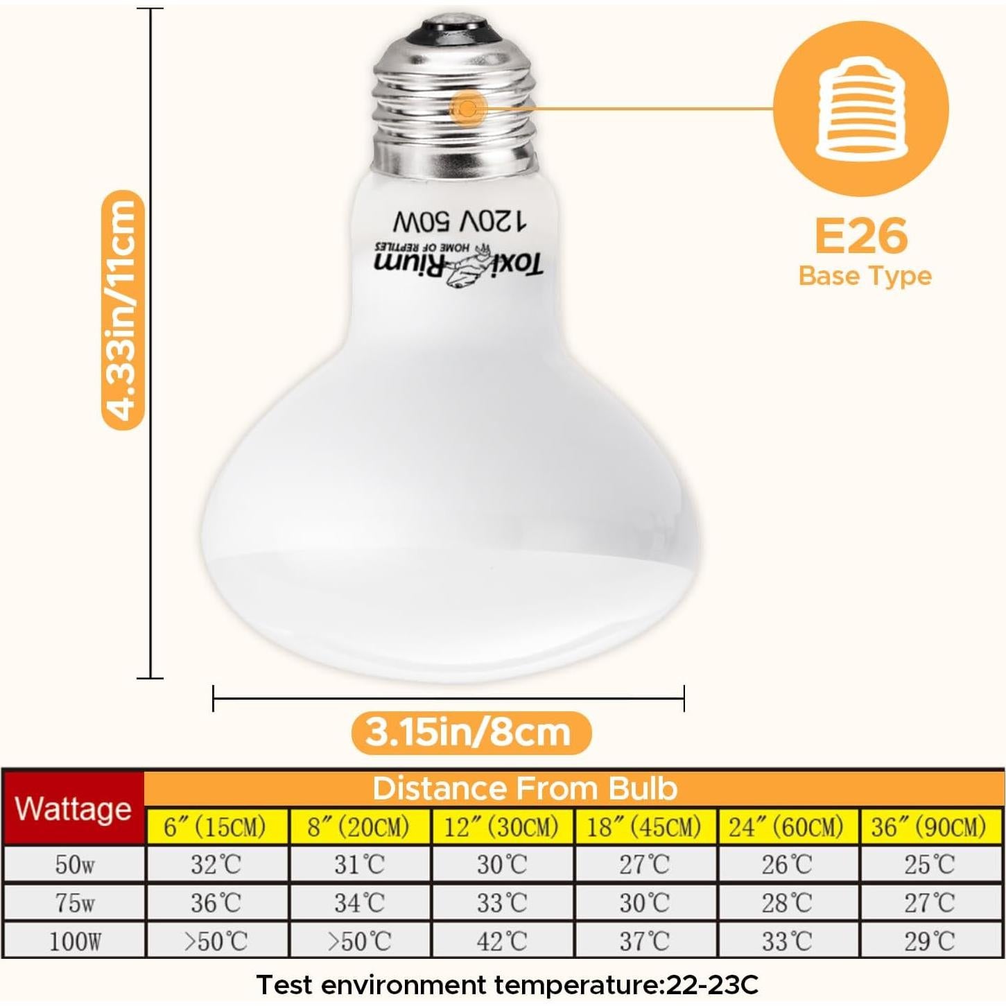 Lámpara de Calor UVA UVB ToxiRium 75W para Reptiles - 2pcs