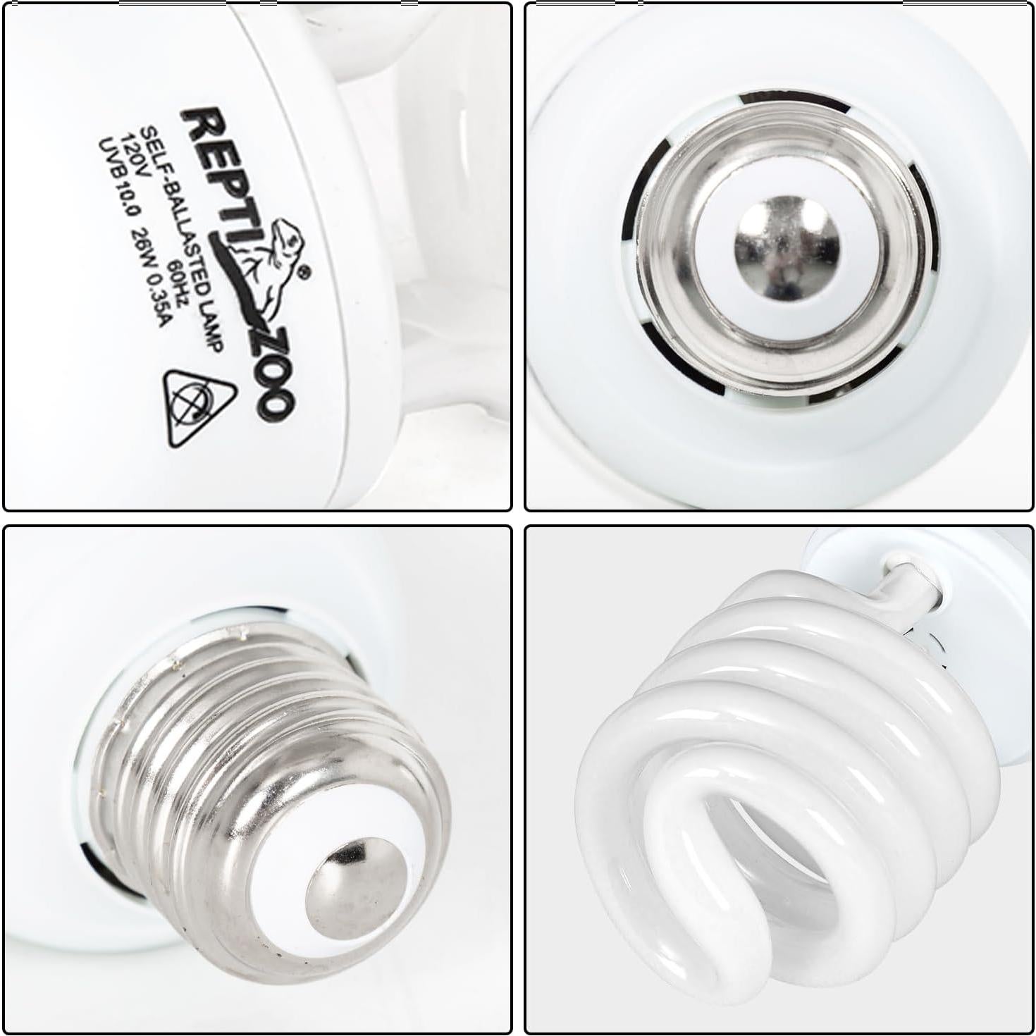 Paquete Bombillas UVB 26W y Calor 100W REPTIZOO para Reptiles