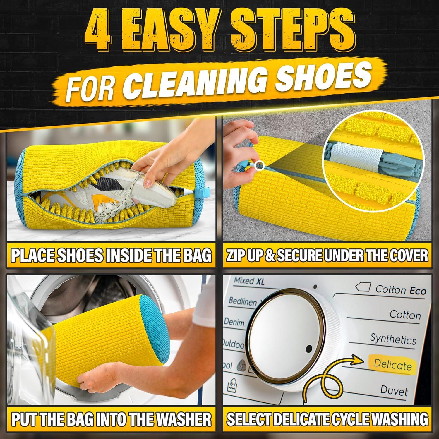 Bolsa de Lavado de Zapatos Lagarto - 2 Pcs Amarilla 40x30 cm