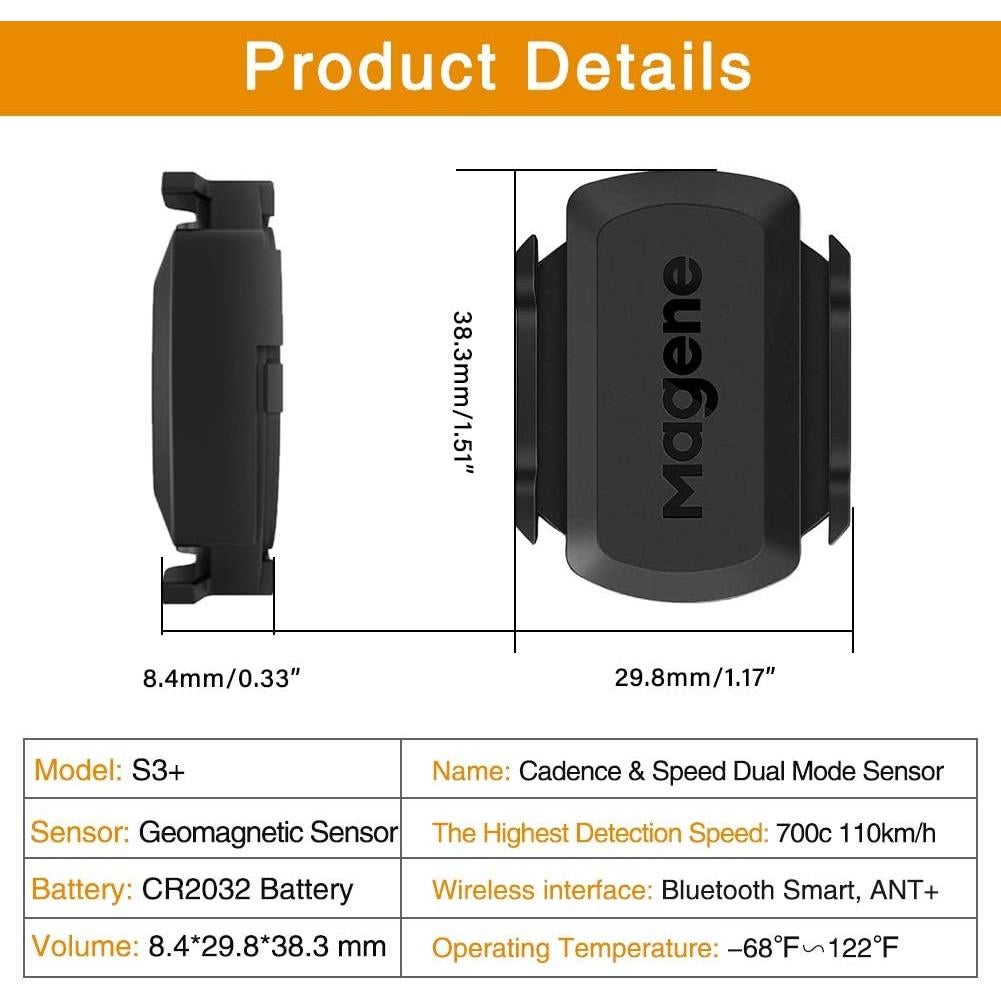 Sensor de Velocidad/Cadencia Magene S3+ Inalámbrico Bluetooth