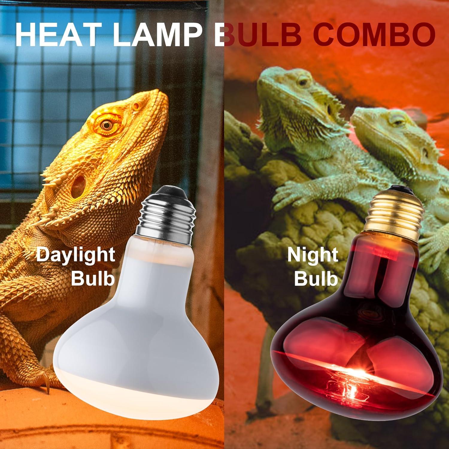 Bombillas de Calor UVA y Roja 100W para Reptiles - 2 Piezas