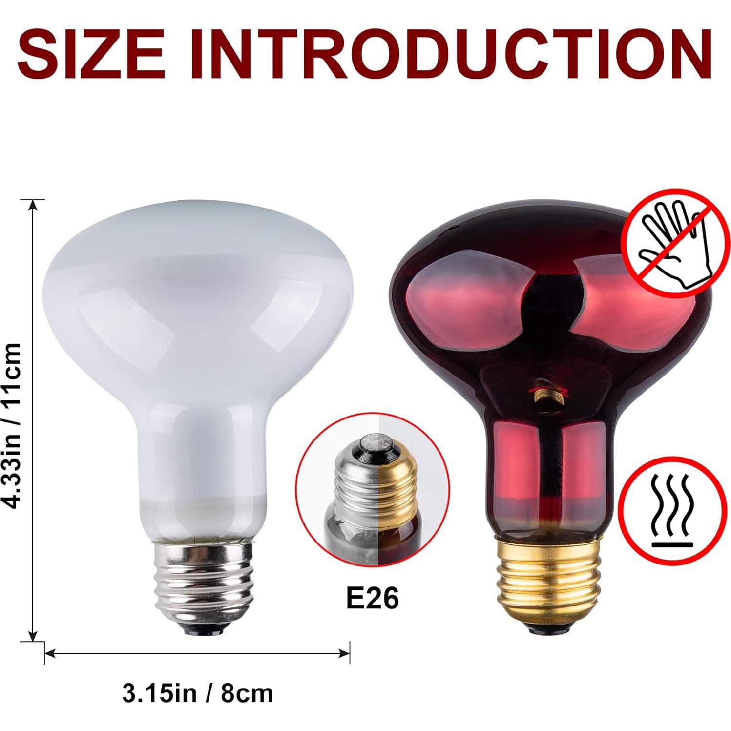 Bombillas de Calor UVA y Roja 100W para Reptiles - 2 Piezas