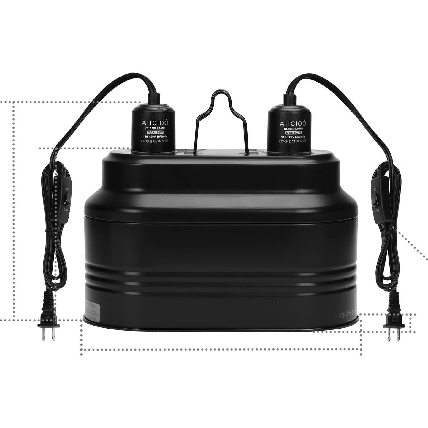 Fijación de Luz Doble para Reptiles AIICIOO 160W UVB