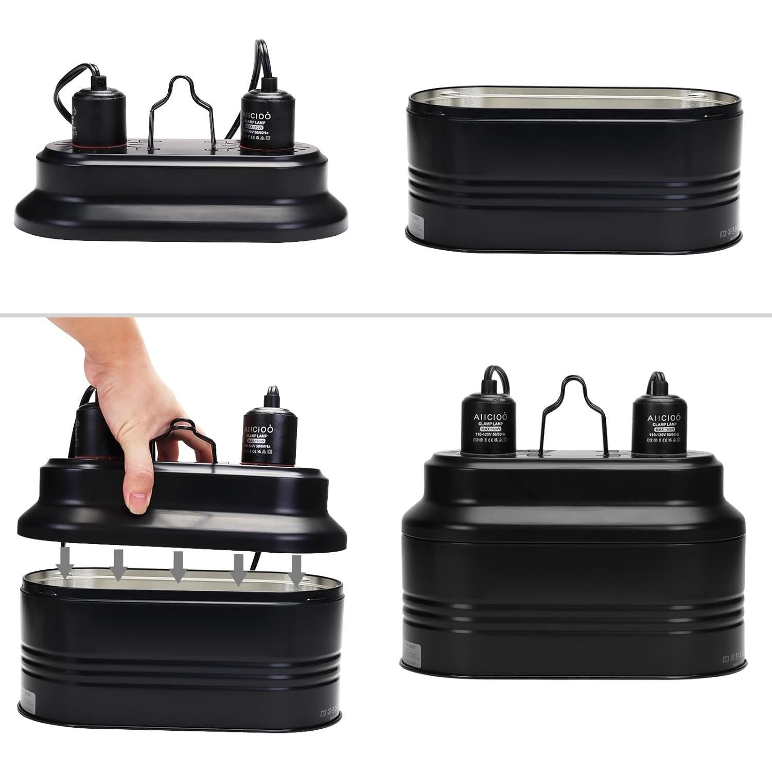 Fijación de Luz Doble para Reptiles AIICIOO 160W UVB