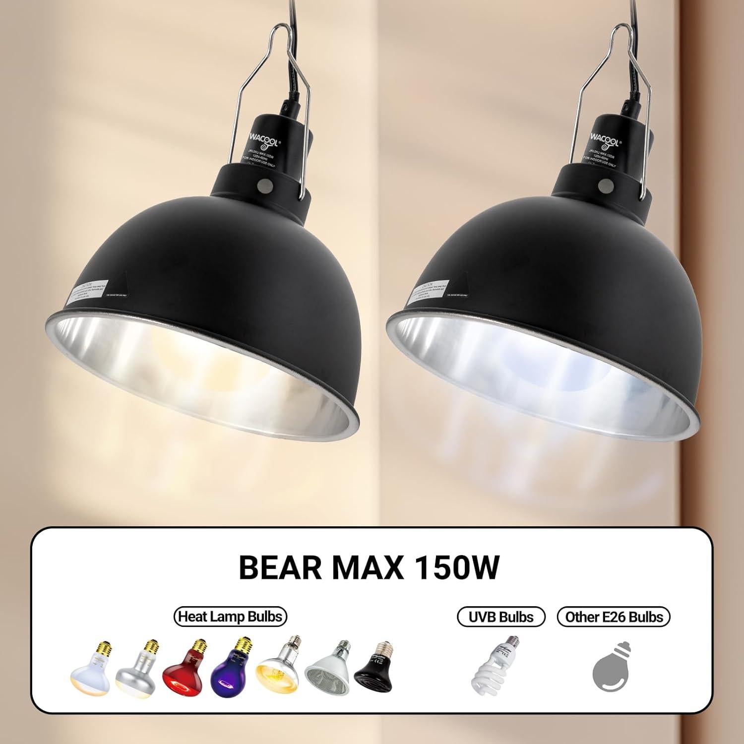 Lámpara de Reptiles WACOOL TERRA 21.6 cm 2 Pack con Cúpula Profunda