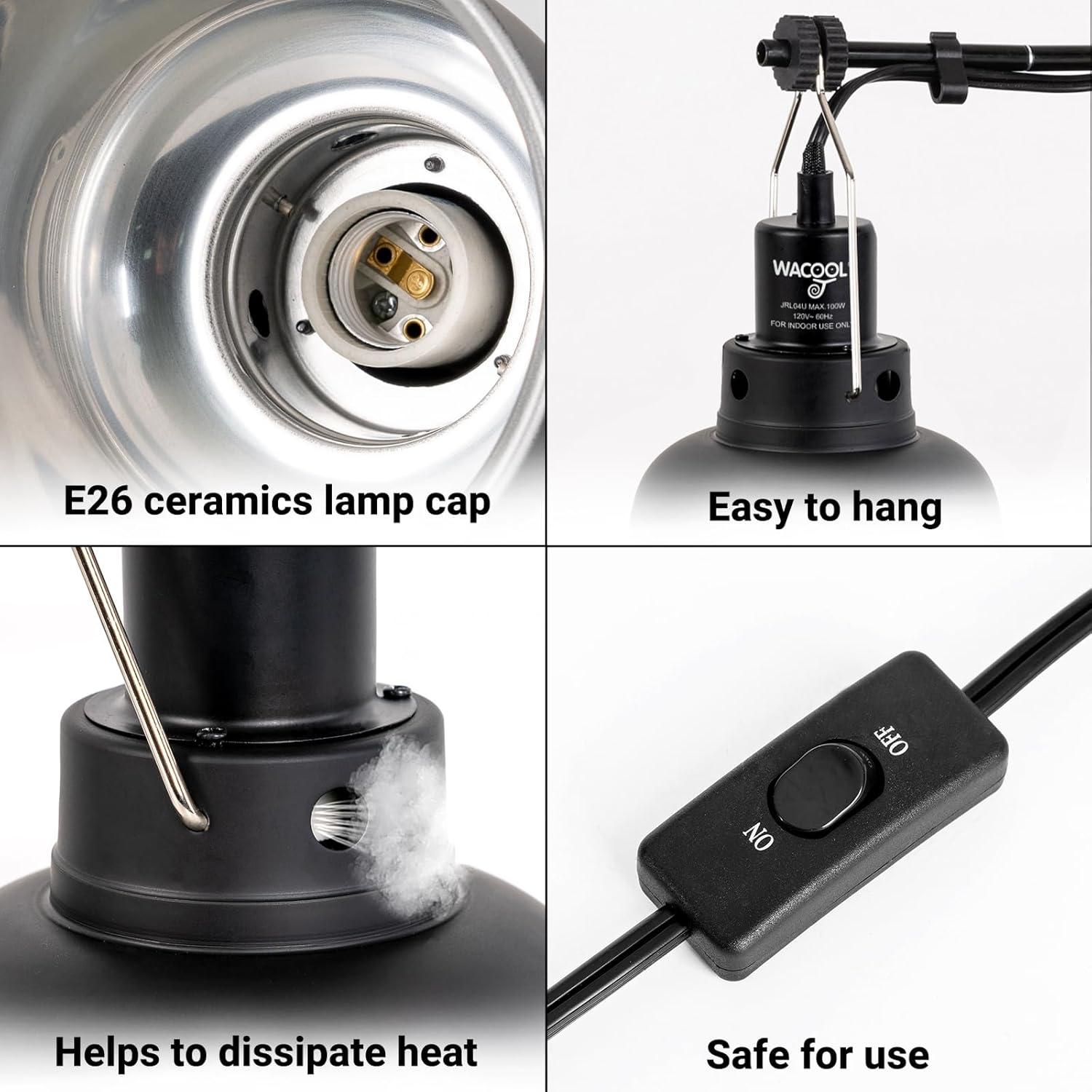 Lámpara de Reptiles WACOOL TERRA 21.6 cm 2 Pack con Cúpula Profunda