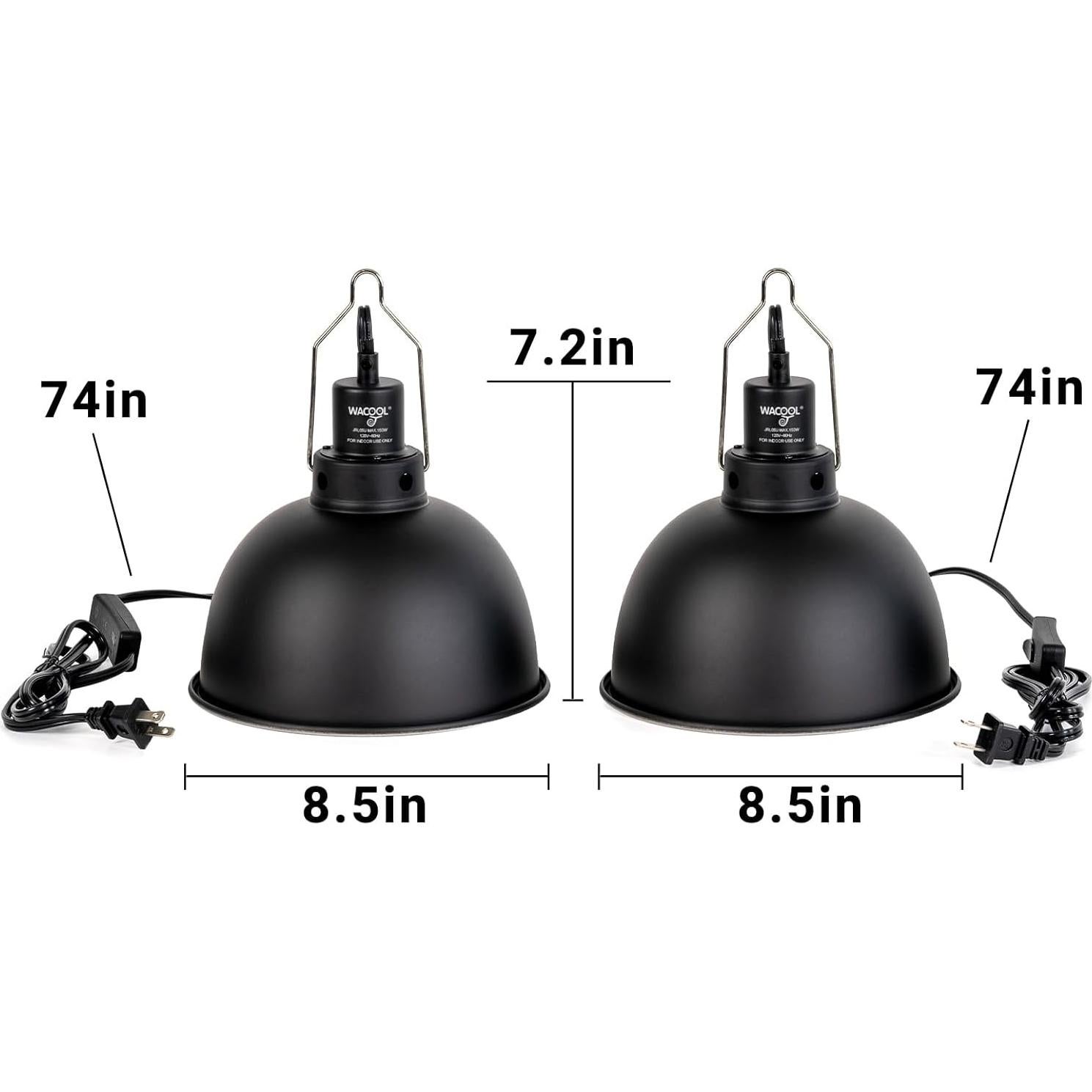 Lámpara de Reptiles WACOOL TERRA 21.6 cm 2 Pack con Cúpula Profunda