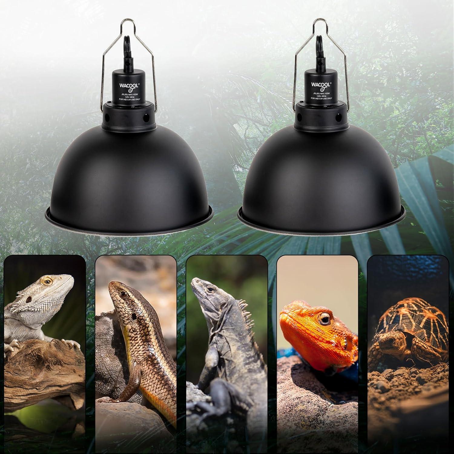Lámpara de Reptiles WACOOL TERRA 21.6 cm 2 Pack con Cúpula Profunda