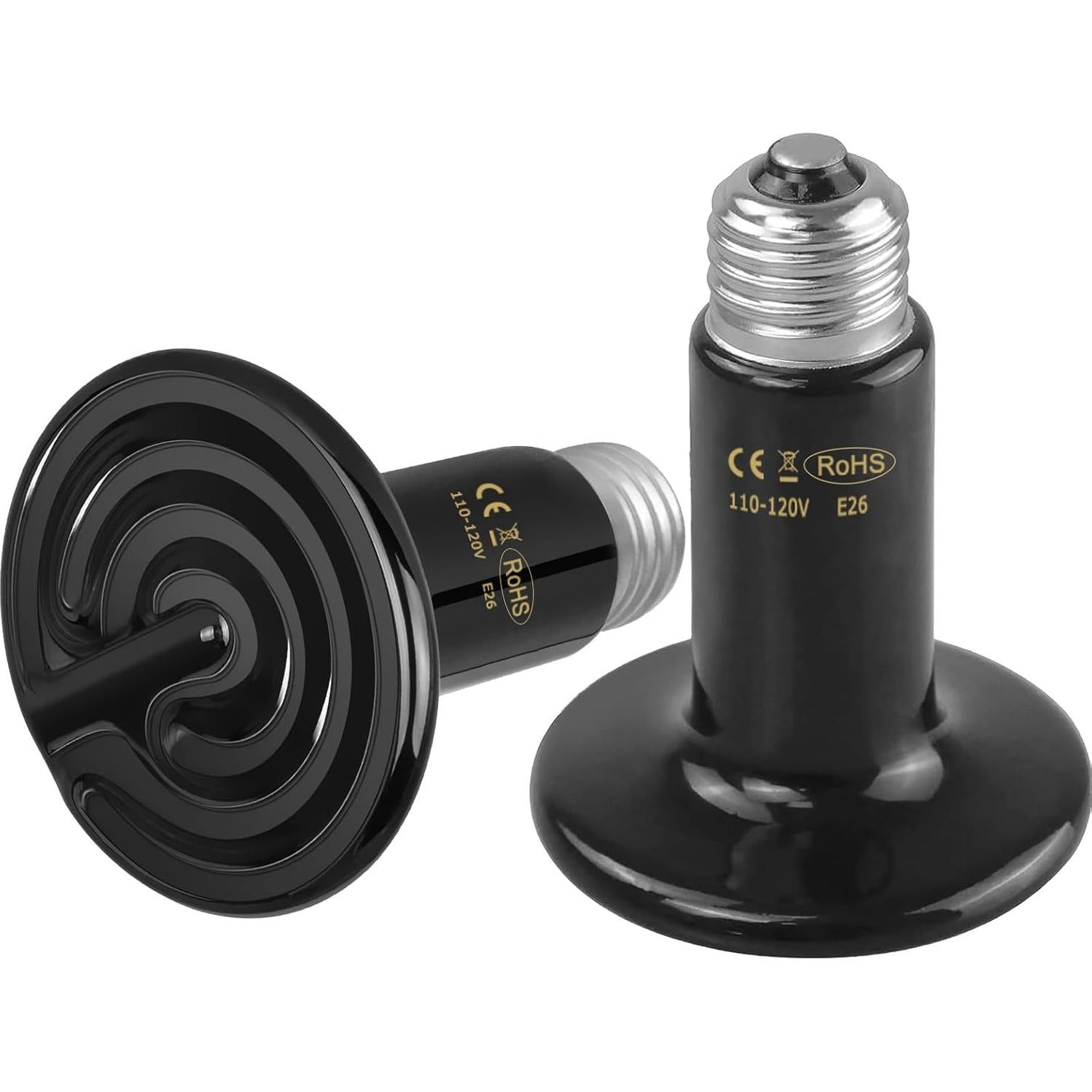 Lámpara de Calor Cerámica HARTOMPET 200W para Reptiles Negra