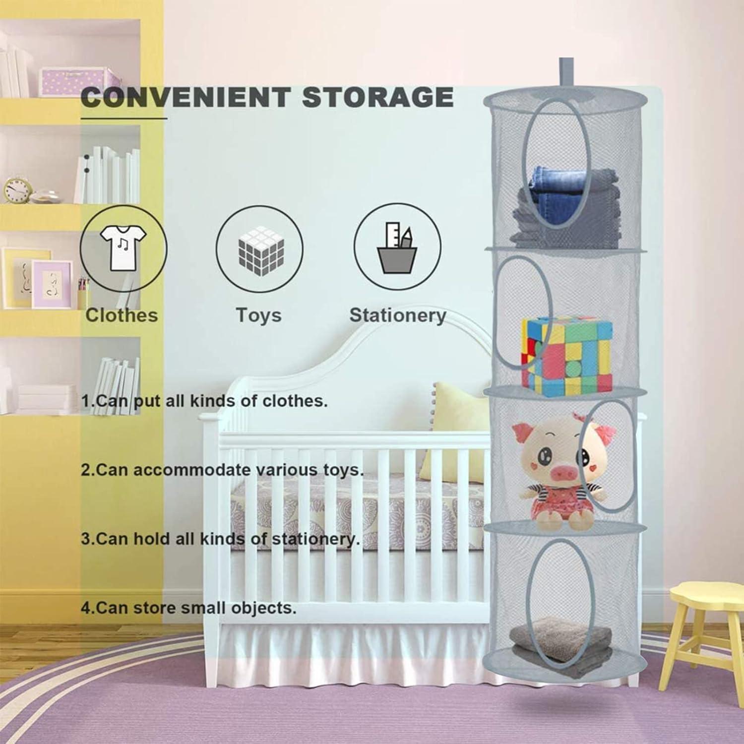 2 Canastas Organizadoras Colgantes de Malla JIELUO - Gris y Azul