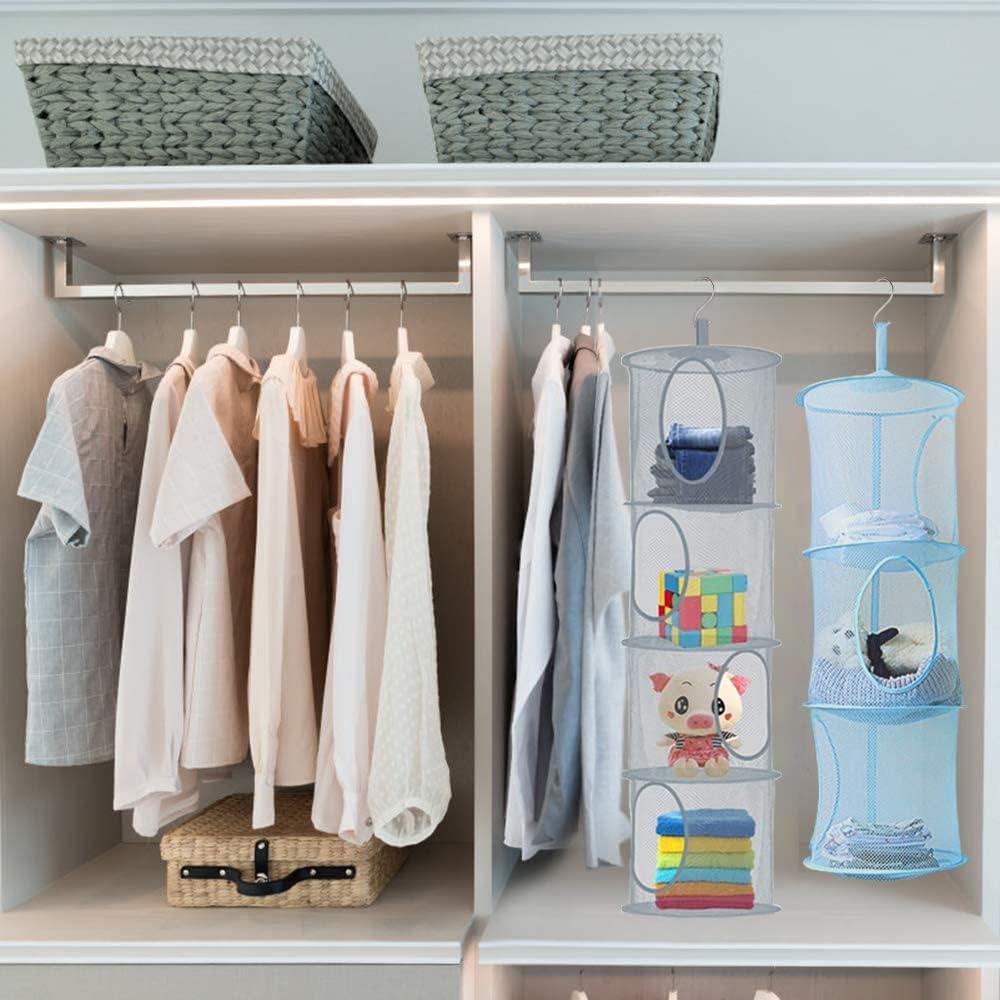 2 Canastas Organizadoras Colgantes de Malla JIELUO - Gris y Azul