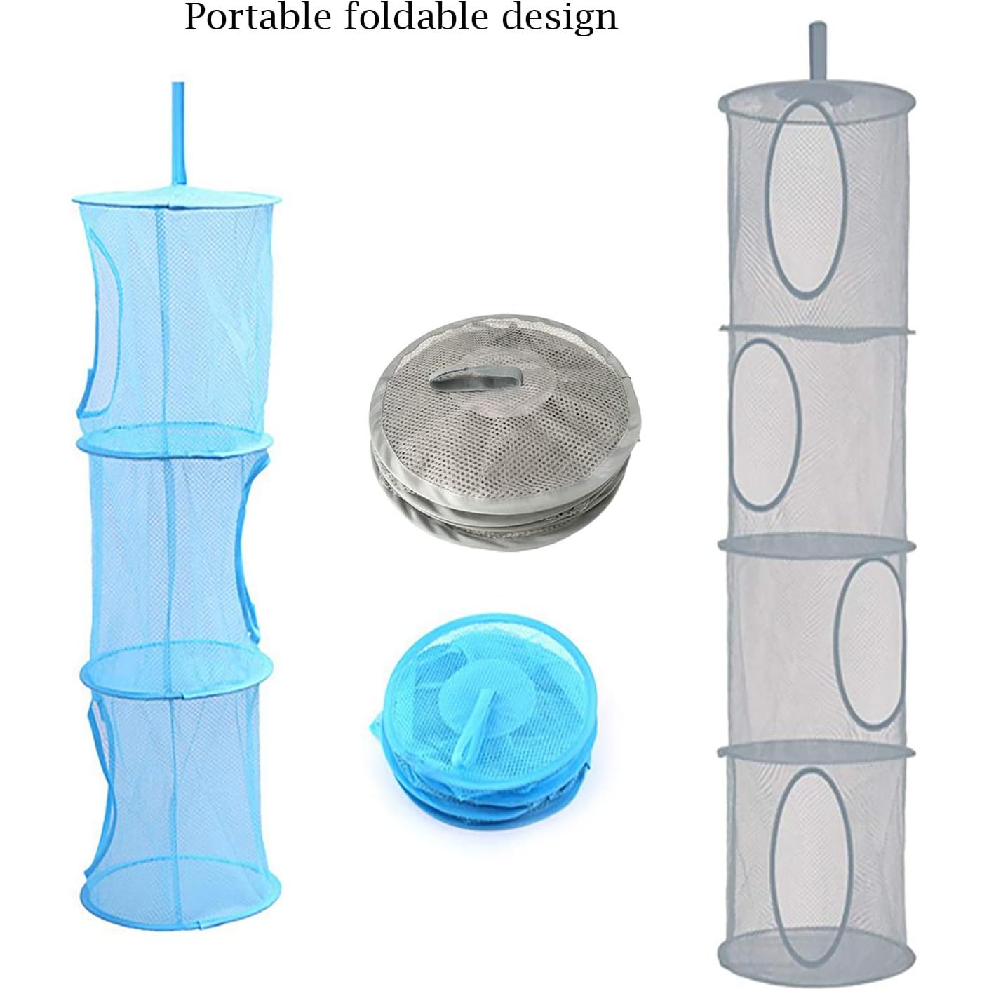 2 Canastas Organizadoras Colgantes de Malla JIELUO - Gris y Azul