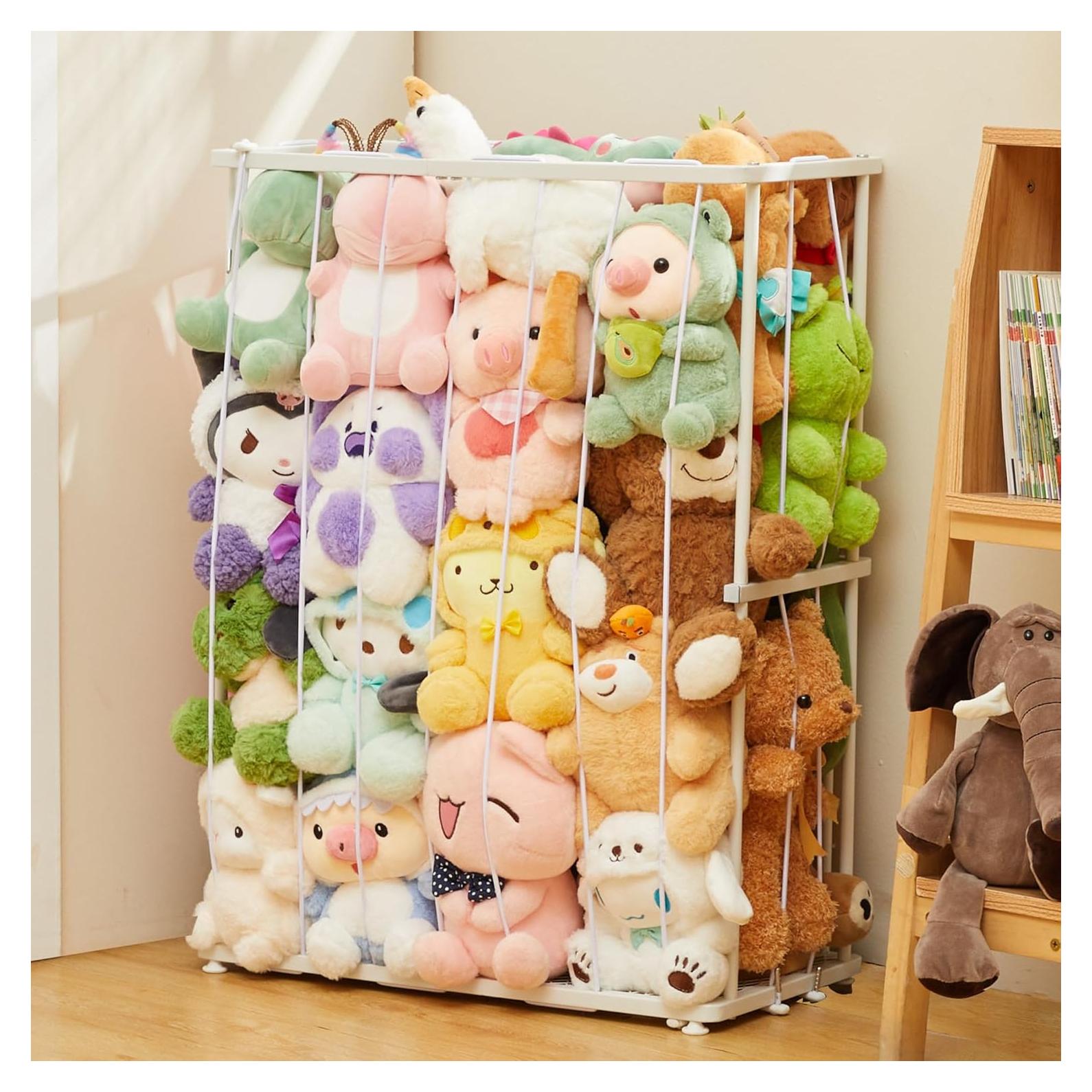 Organizador de Peluches de Metal Blanco - Almacenamiento Pared/Suelo