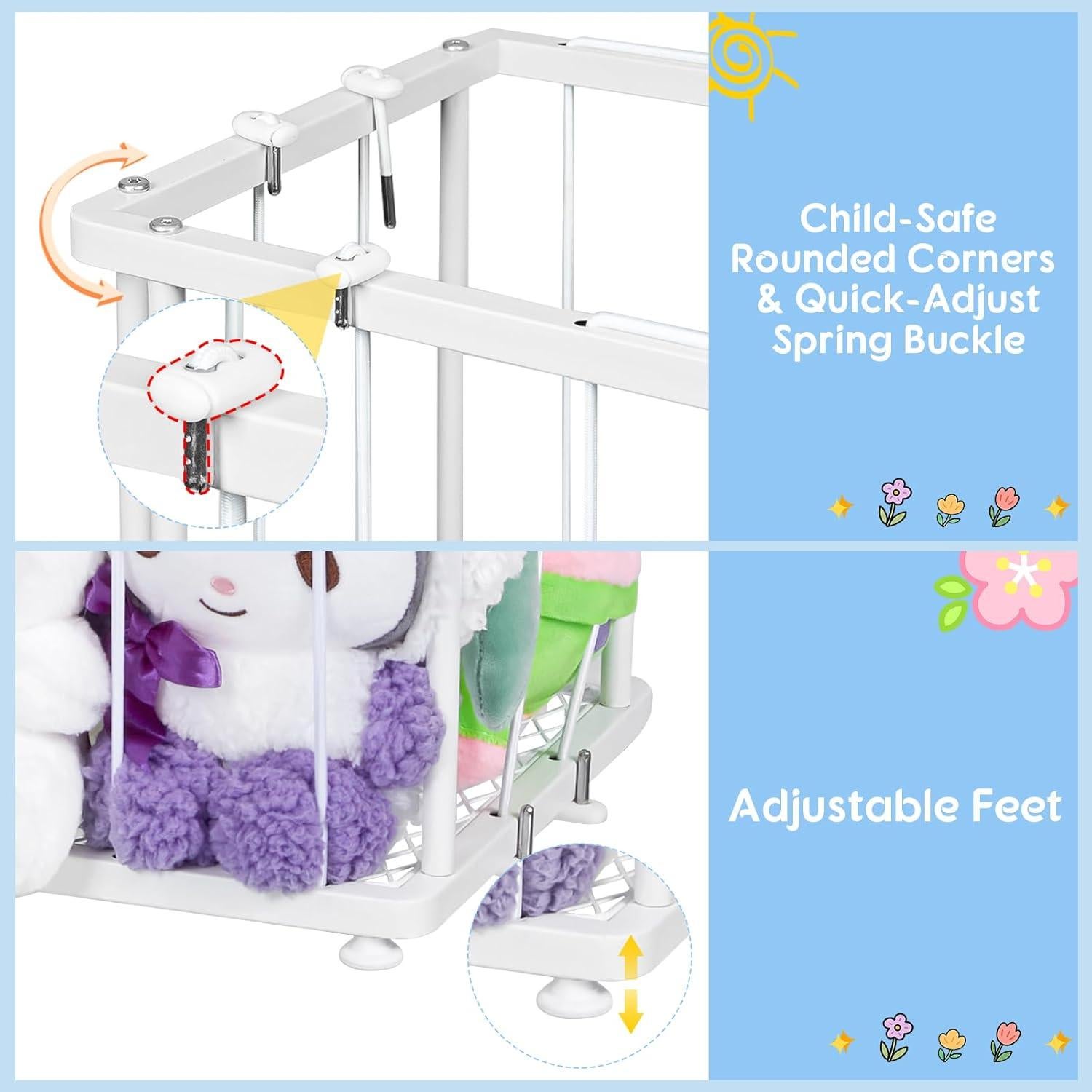 Organizador de Peluches de Metal Blanco - Almacenamiento Pared/Suelo