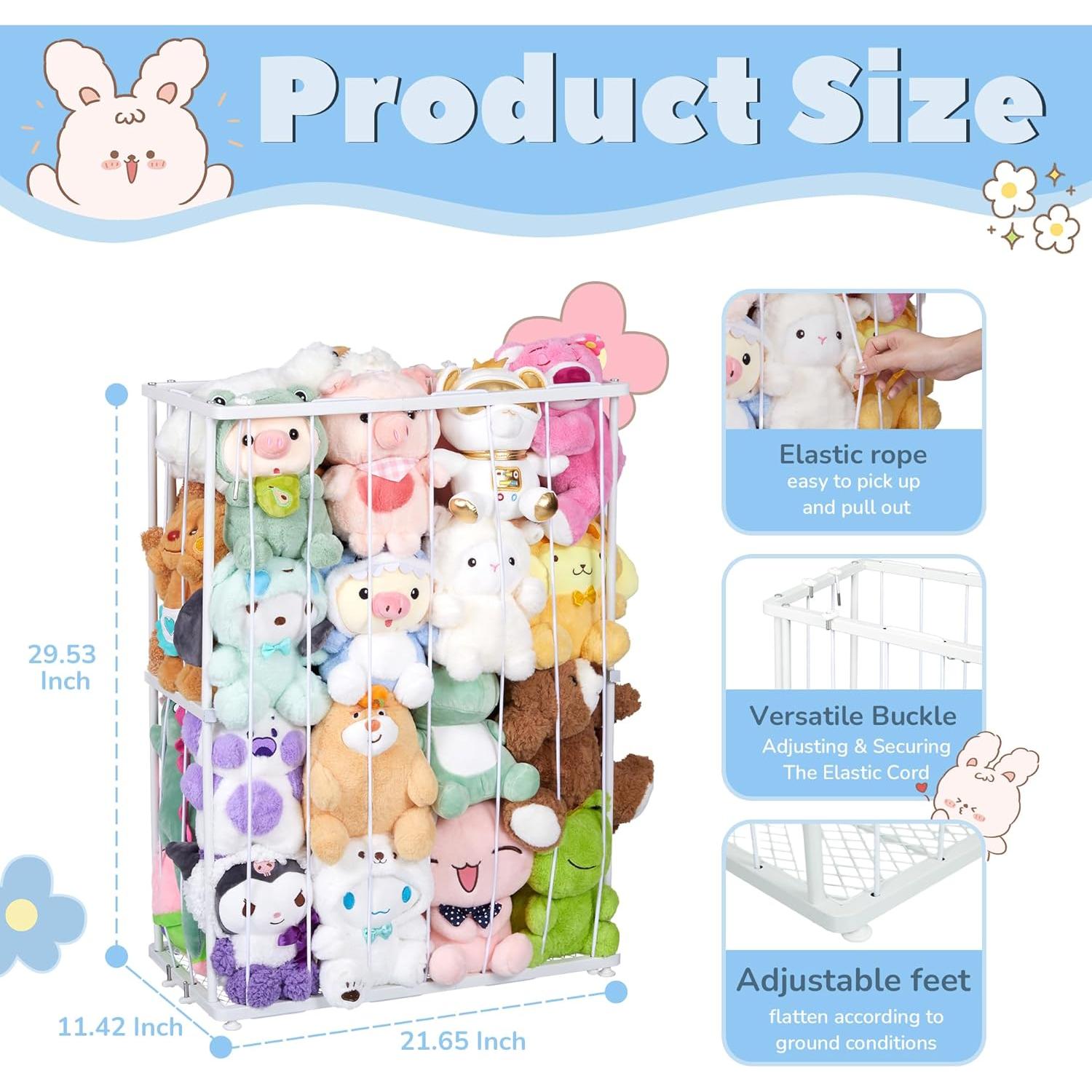 Organizador de Peluches de Metal Blanco - Almacenamiento Pared/Suelo