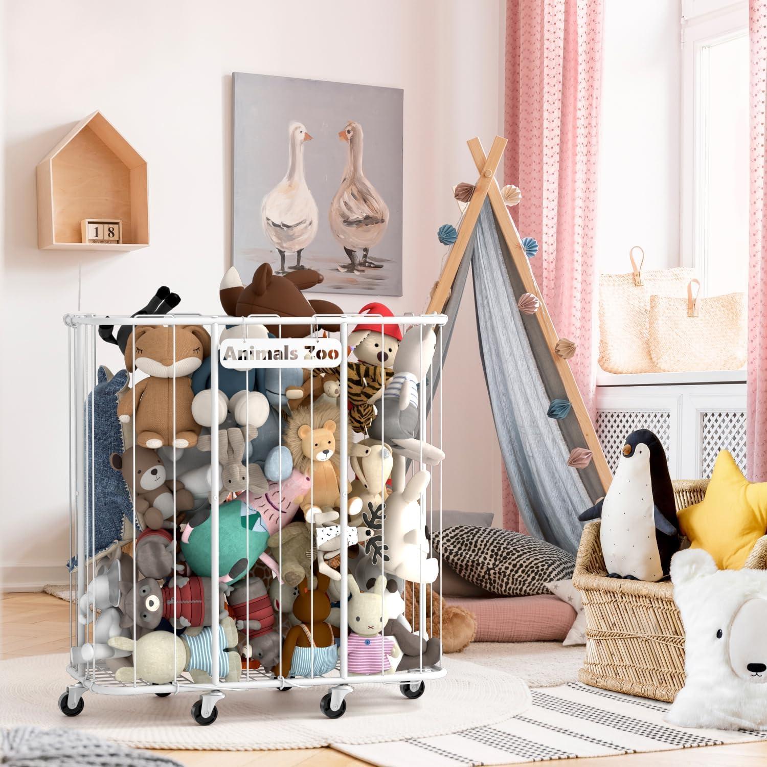 Organizador de Juguetes de Peluche YKDIRECT 300L Blanco