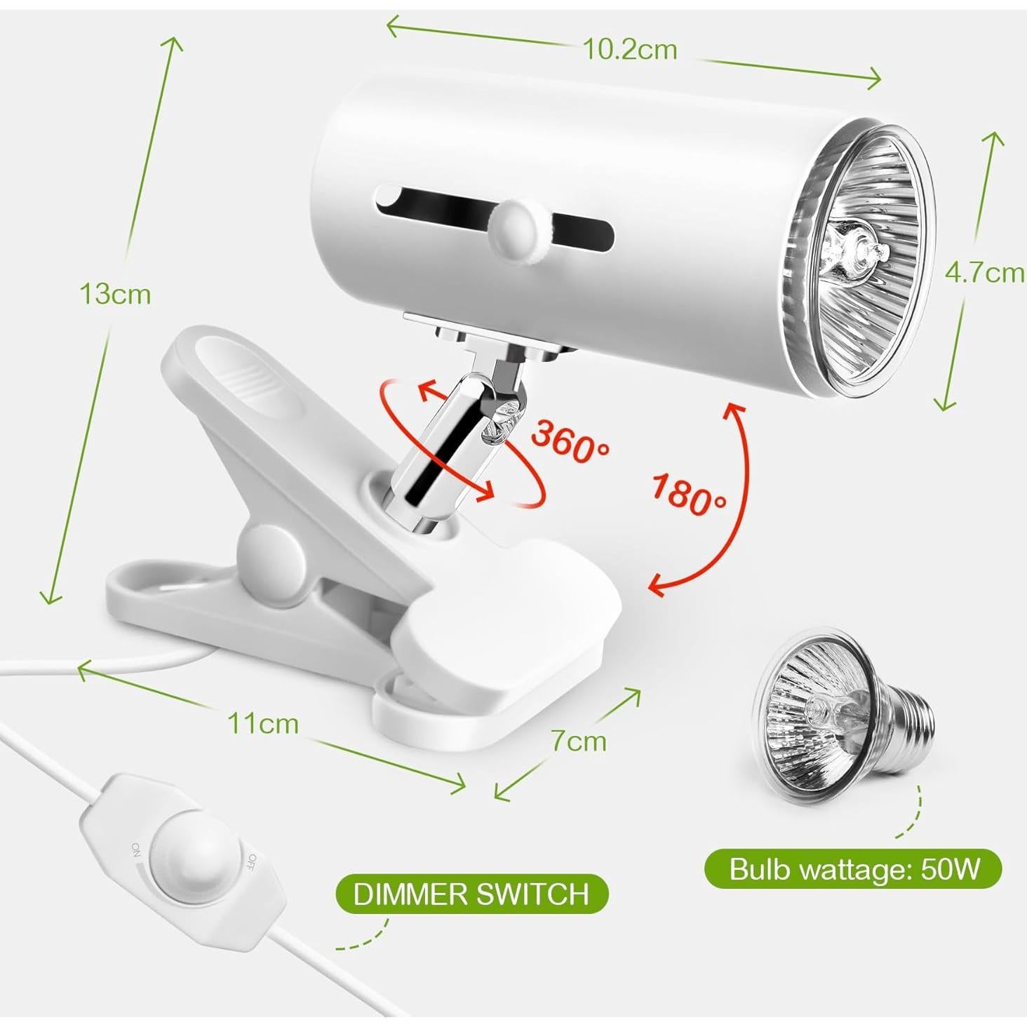 Lámpara de Calor UVA UVB 50W para Reptiles Clioran
