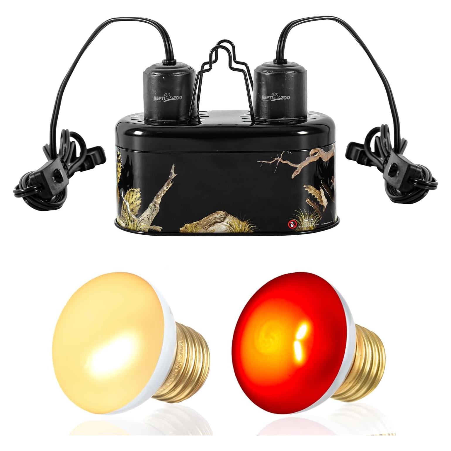 Lámpara Doble para Reptiles REPTIZOO 25W UVA Infrarroja