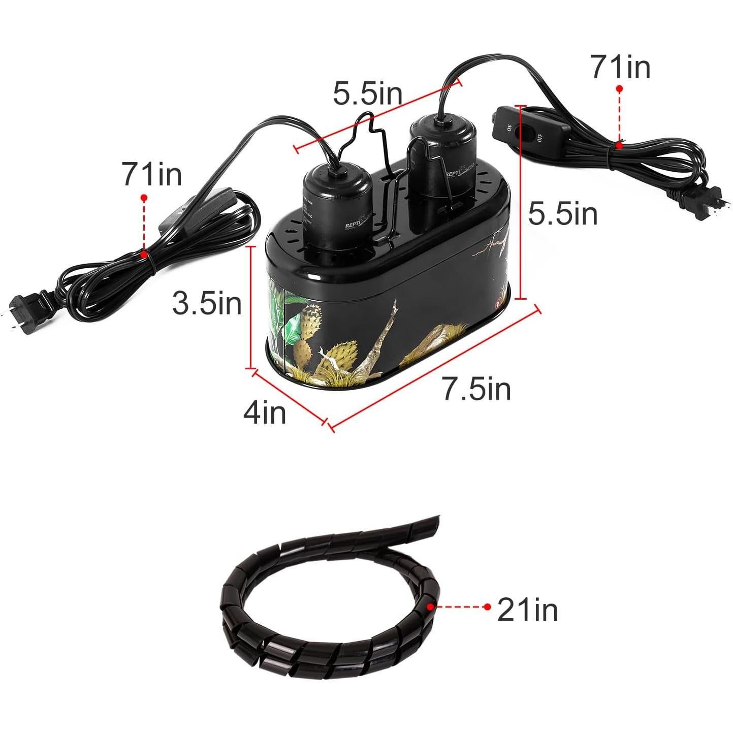 Lámpara Doble para Reptiles REPTIZOO 25W UVA Infrarroja