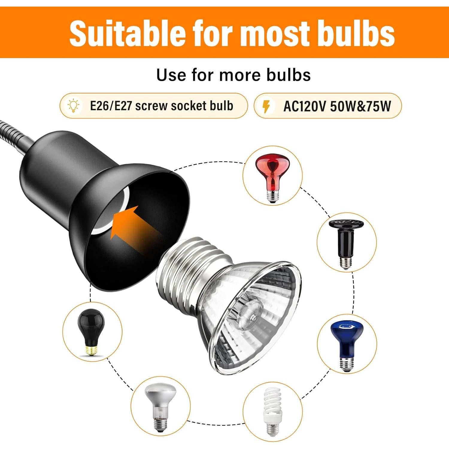 Lámpara de Calor para Reptiles TFNN con Temporizador 50W 75W