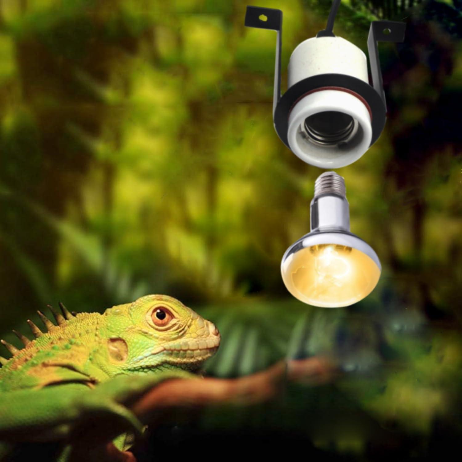 Soporte de Lámpara de Calor Cerámica E27 para Reptiles - 2 Piezas