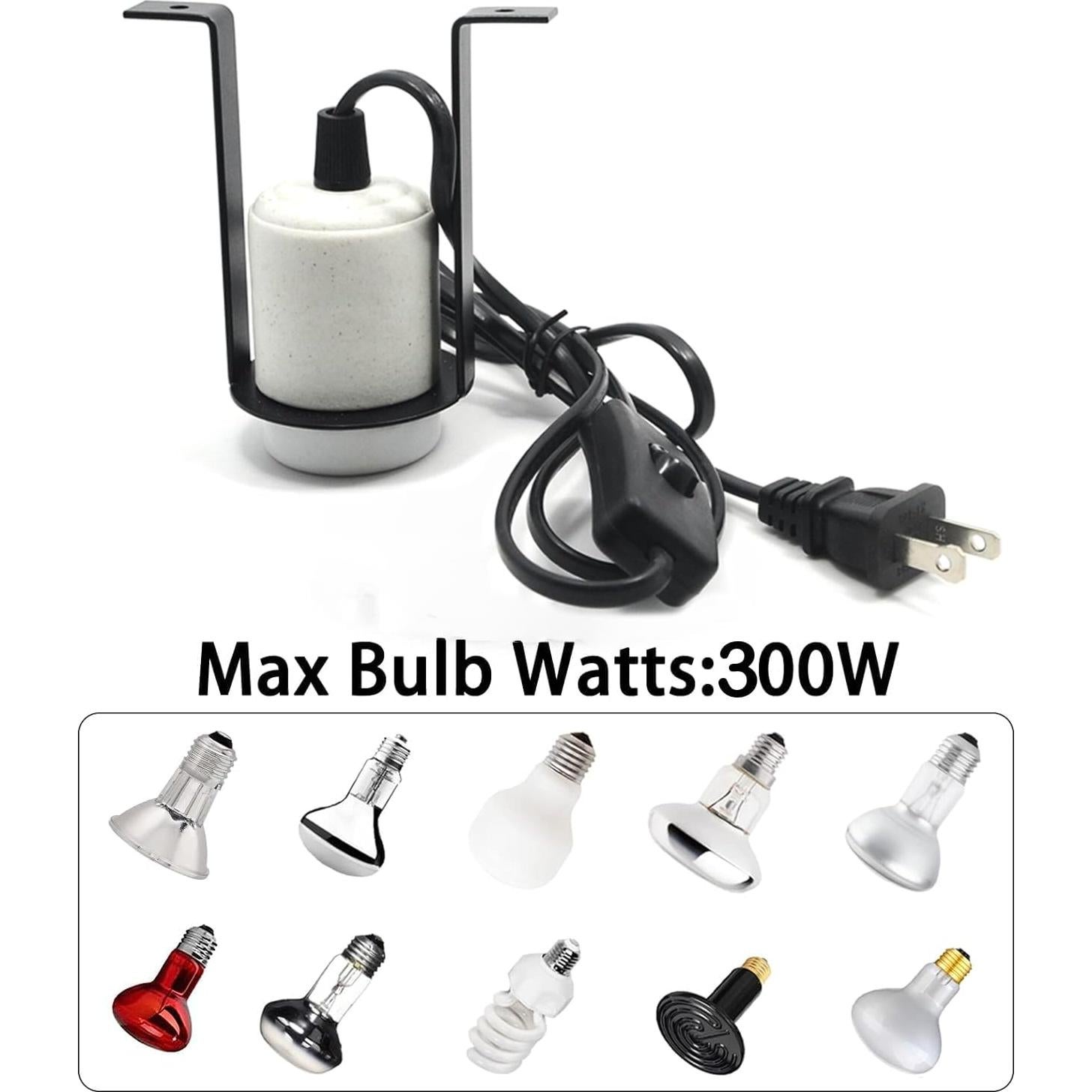 Soporte de Lámpara de Calor Cerámica E27 para Reptiles - 2 Piezas