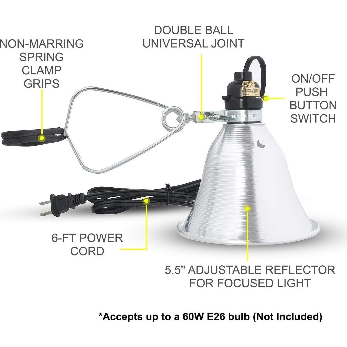 Lámpara de Abrazadera Simple Deluxe 13.97 cm 60W con Cable 1.83m