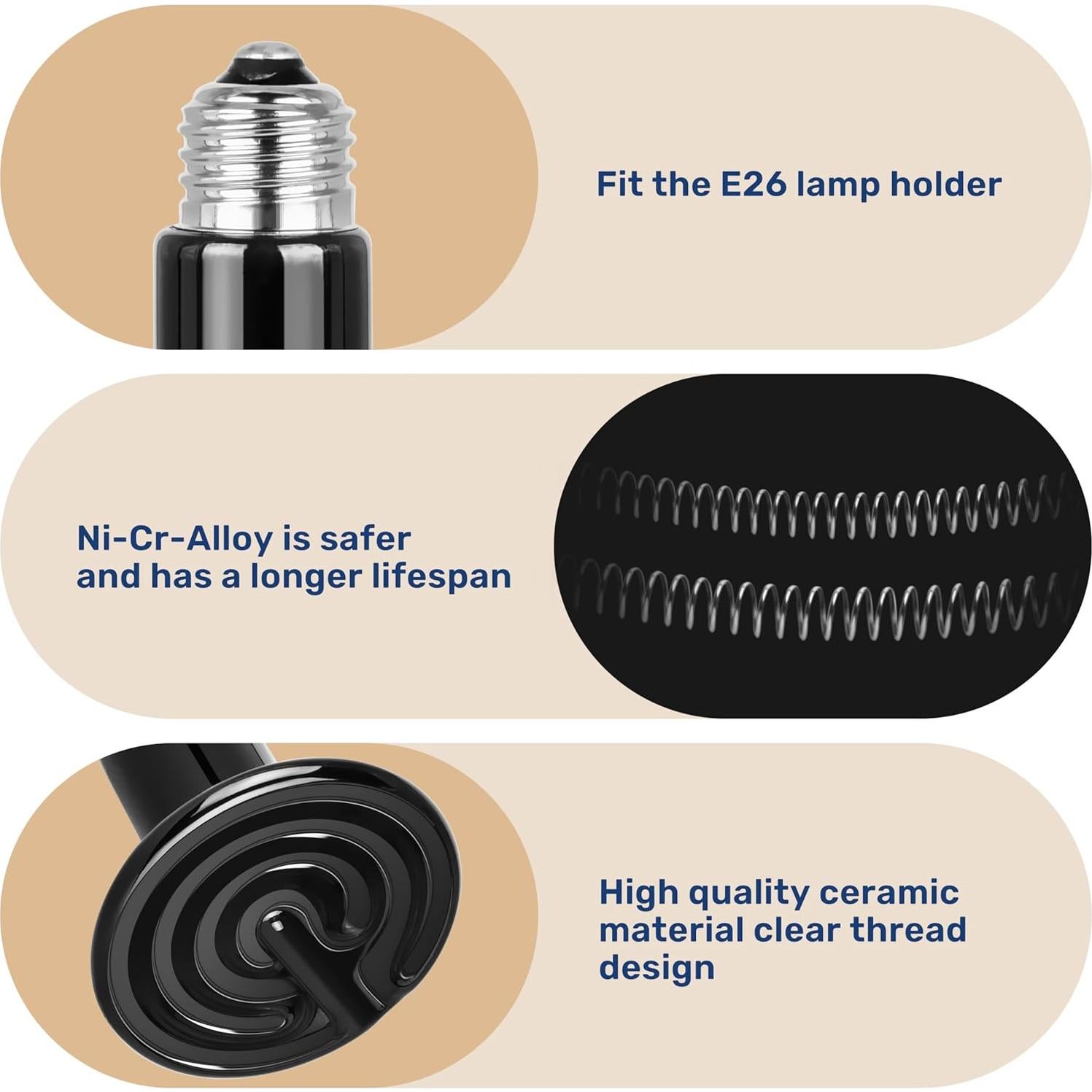 Bombilla Cerámica Emisora de Calor YSSOA 75W Paquete de 4