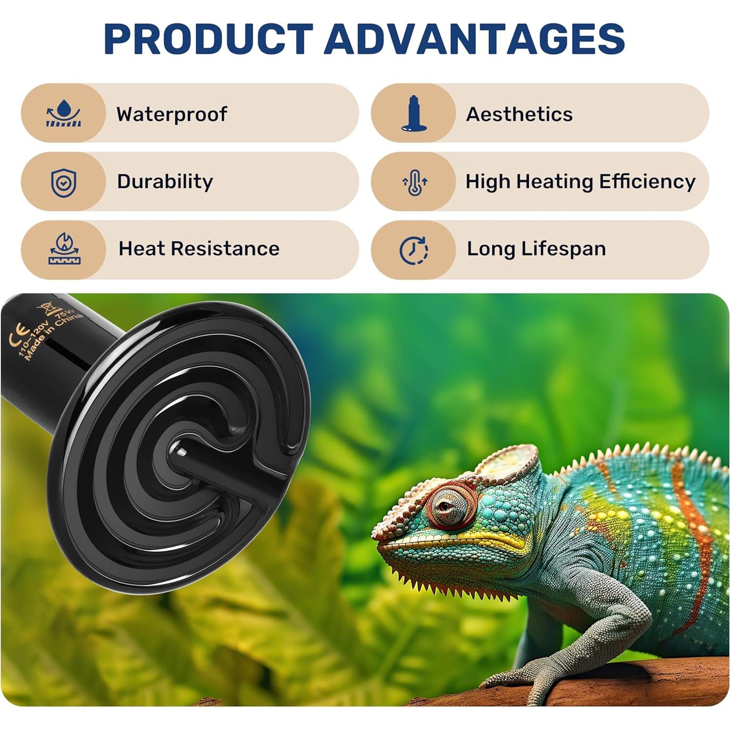 Bombilla Cerámica Emisora de Calor YSSOA 75W Paquete de 4