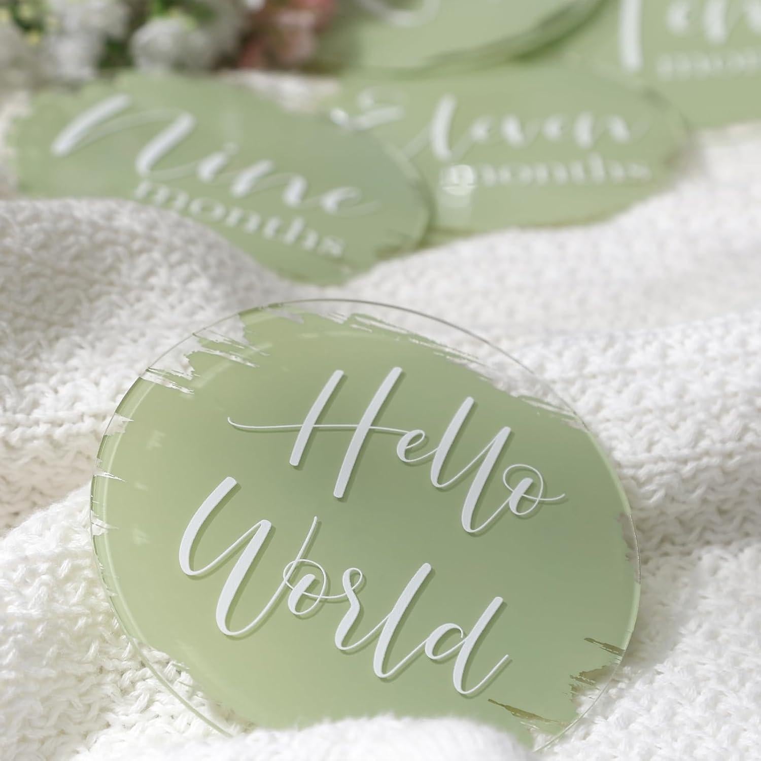 Tarjetas de Hitos Mensuales para Bebés UNIQOOO - Verde Salvia