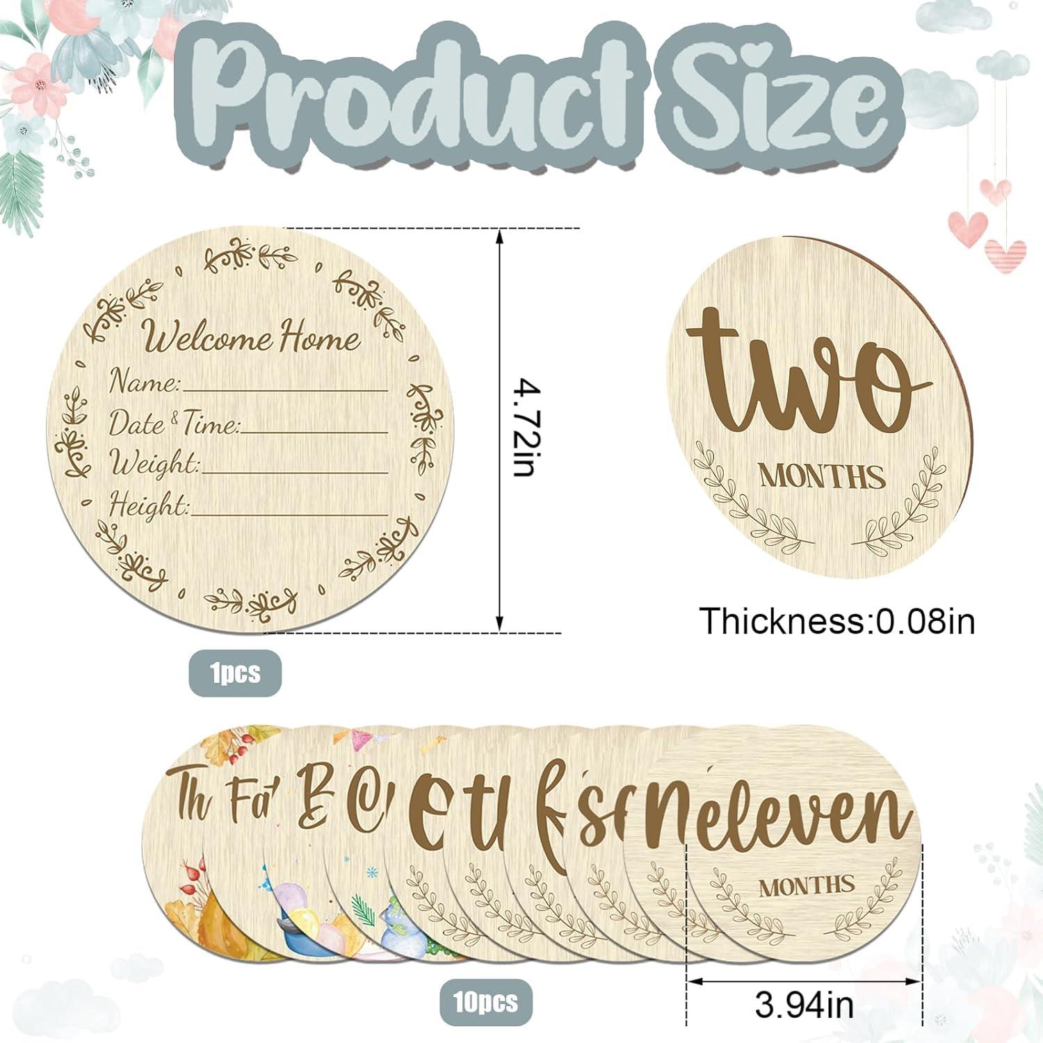 Tarjetas de Hitos Mensuales de Madera Threetols - 11 Piezas