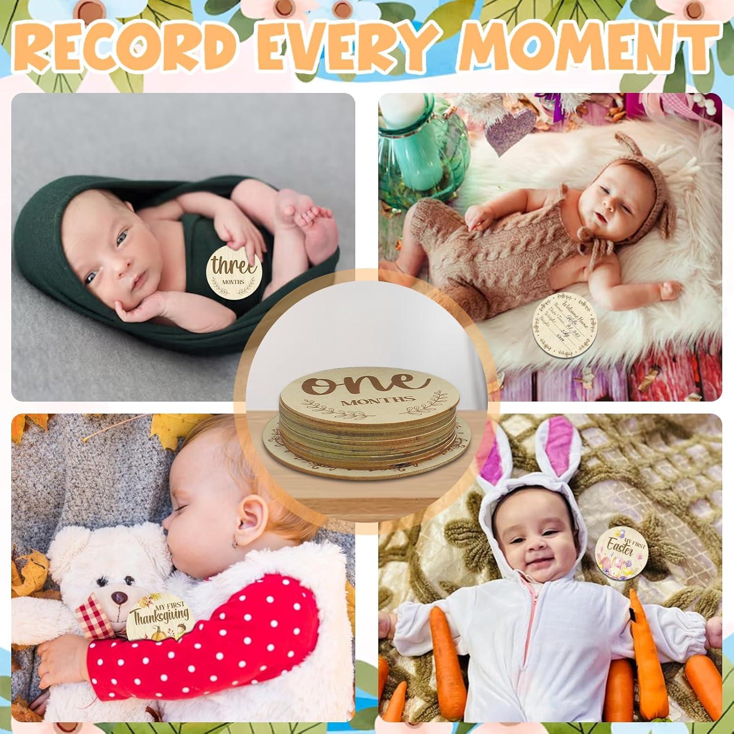 Tarjetas de Hitos Mensuales de Madera Threetols - 11 Piezas