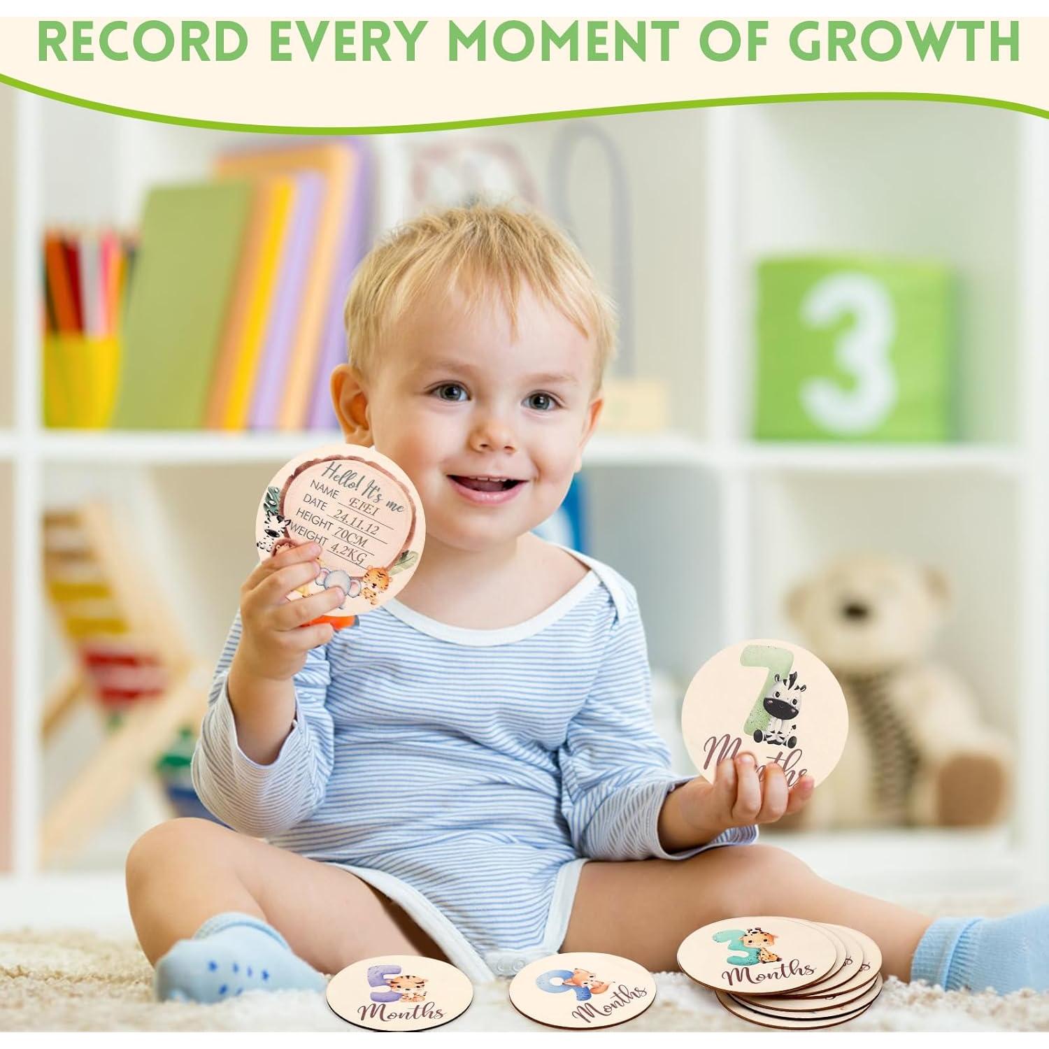 Tarjetas de Hitos Mensuales para Bebés Bettsparks - Animales