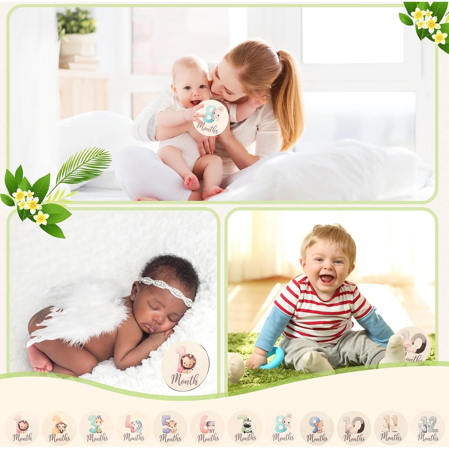 Tarjetas de Hitos Mensuales para Bebés Bettsparks - Animales