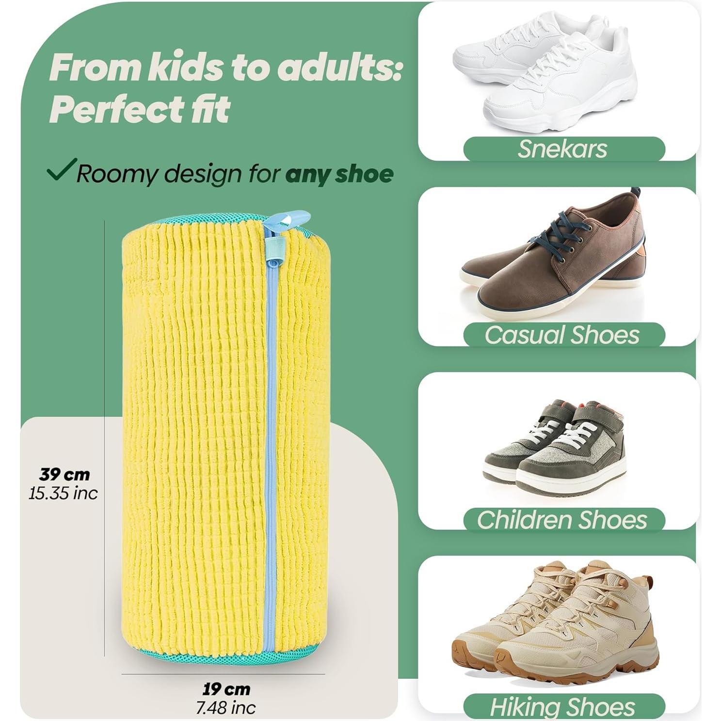 Bolsa de Lavado de Zapatos Reutilizable PAYTEXT 2 Pcs Amarillo