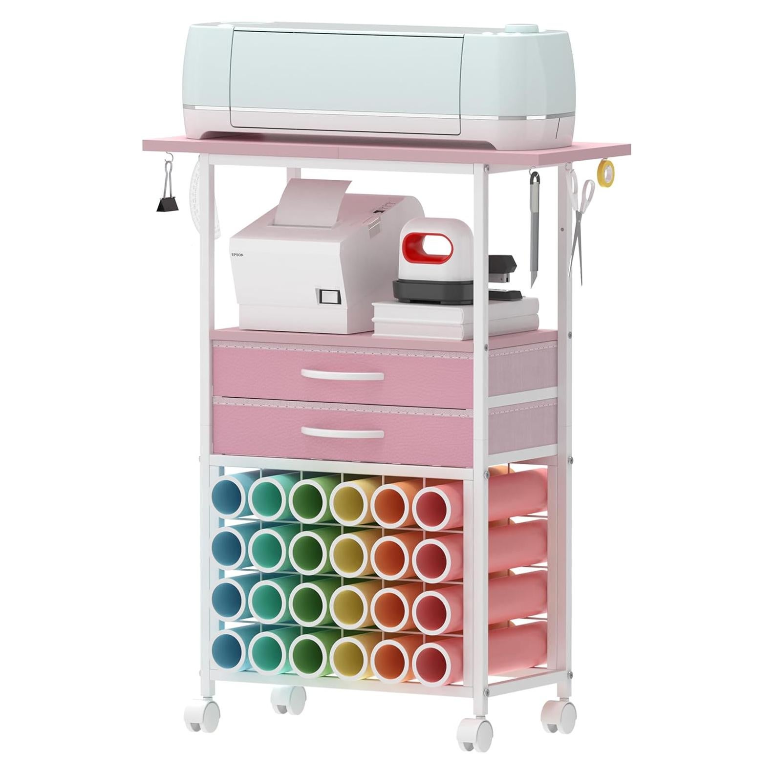 Organizador de Almacenamiento VENNQD para Cricut Rosa con 2 Cajones