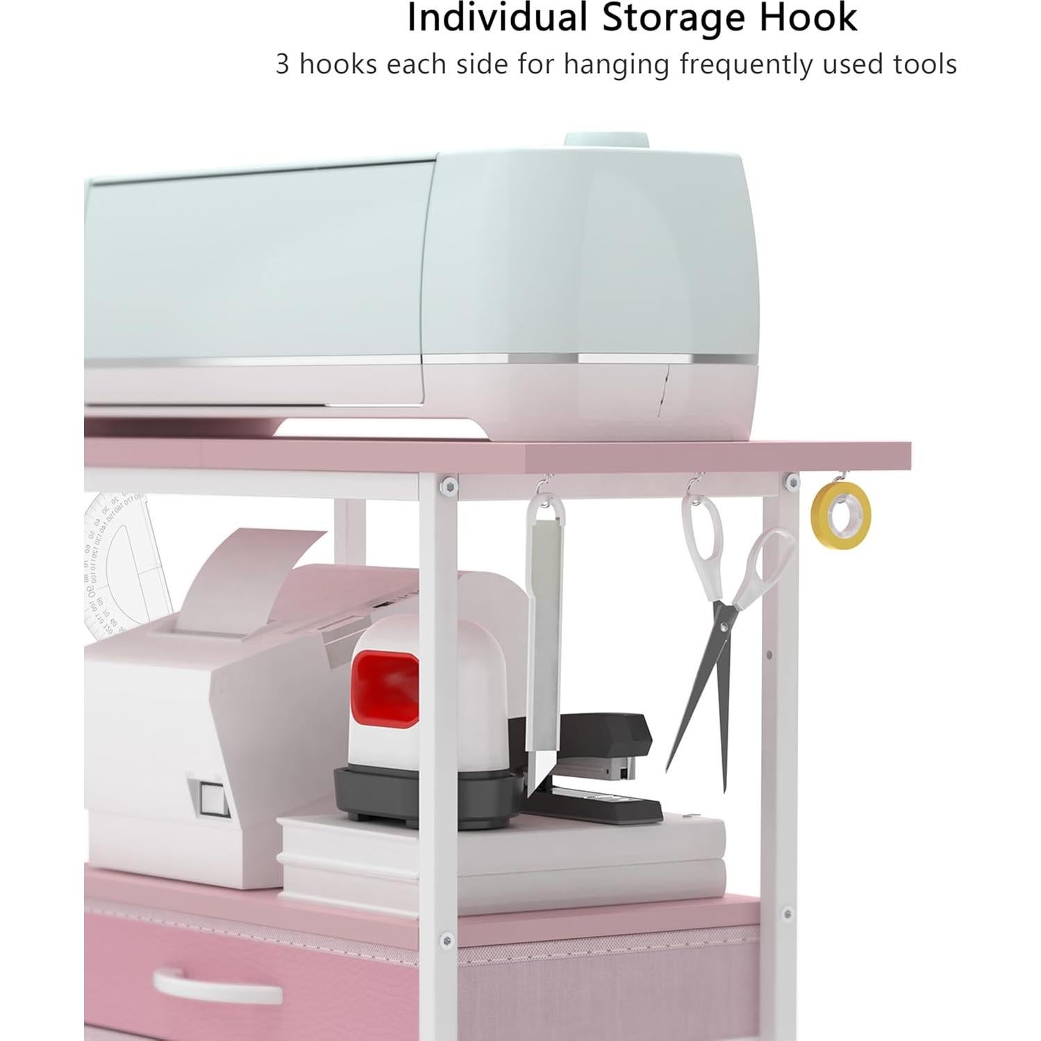 Organizador de Almacenamiento VENNQD para Cricut Rosa con 2 Cajones