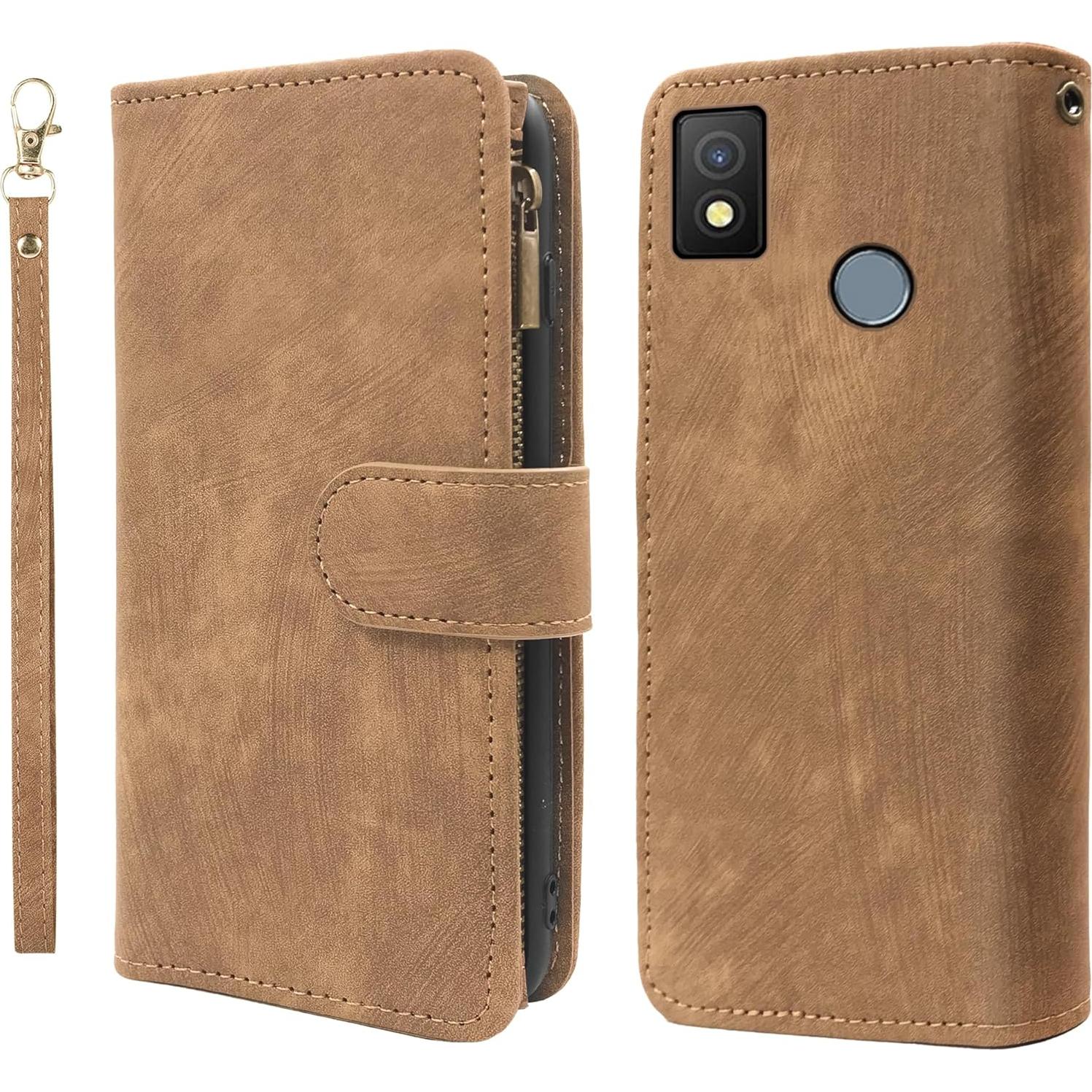 Funda de billetera Dibosom para Cricket Icon 4, cuero marrón