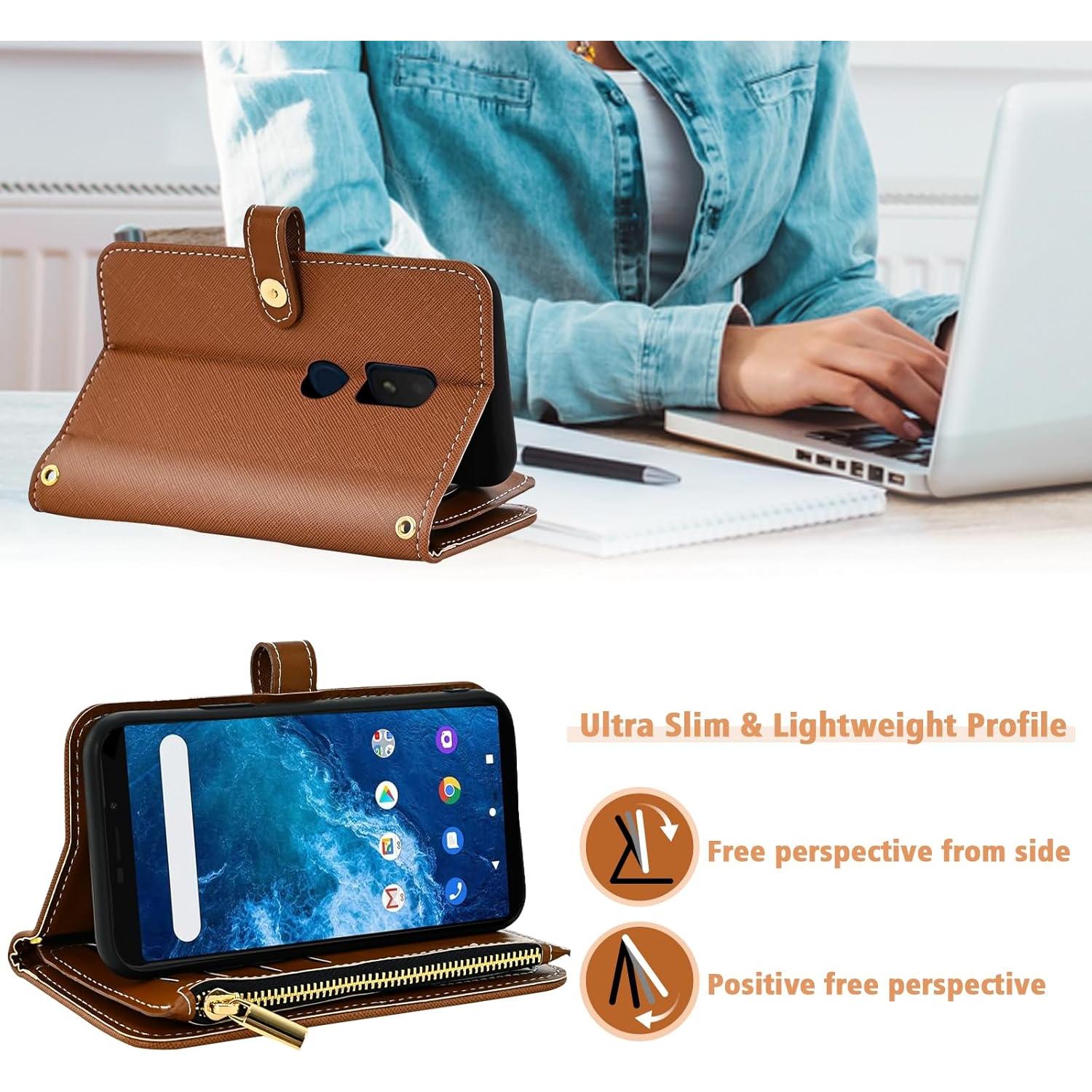 Funda Billetera Furiet Marrón para Cricket Icon 3/Splendor/AT&T