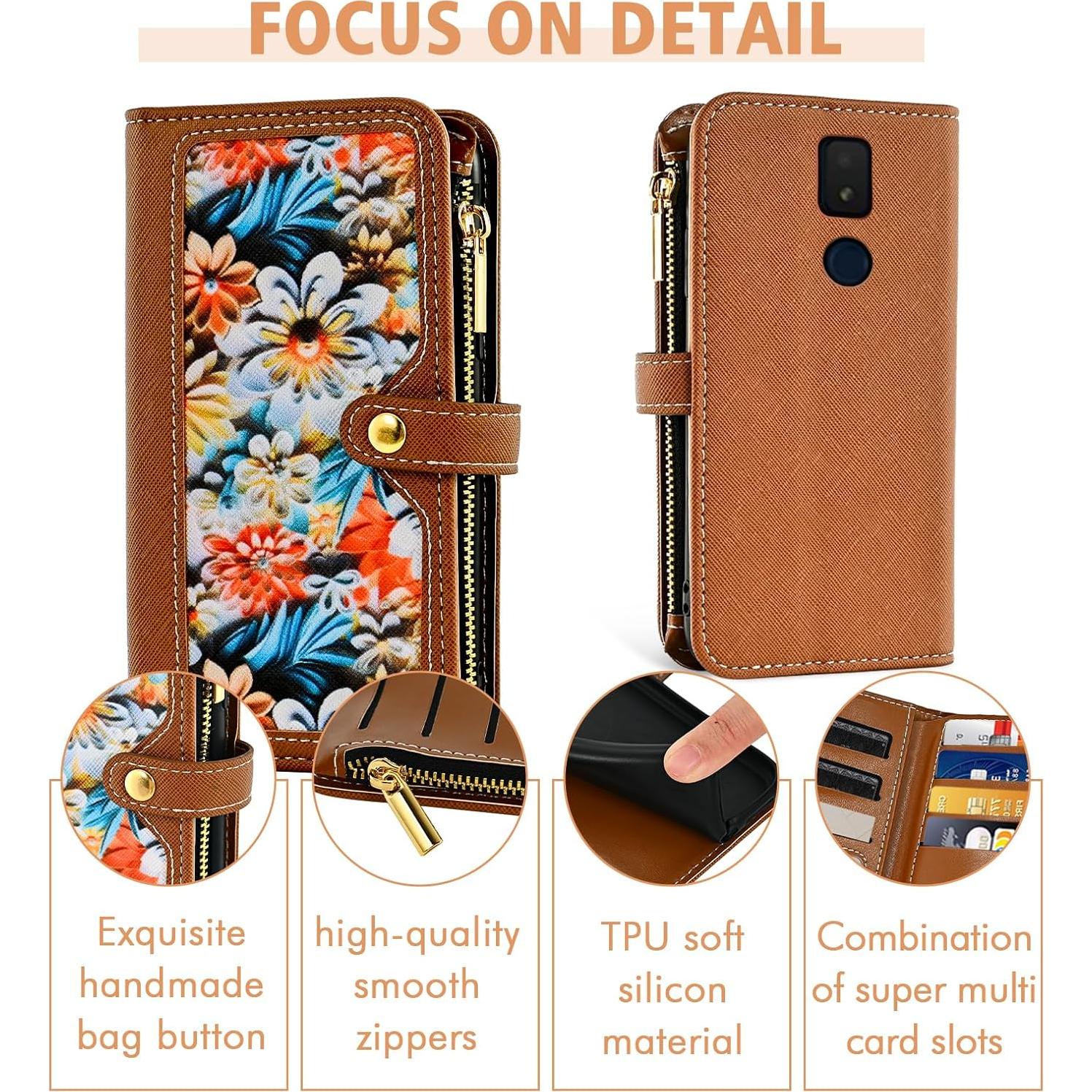 Funda Billetera Furiet Marrón para Cricket Icon 3/Splendor/AT&T