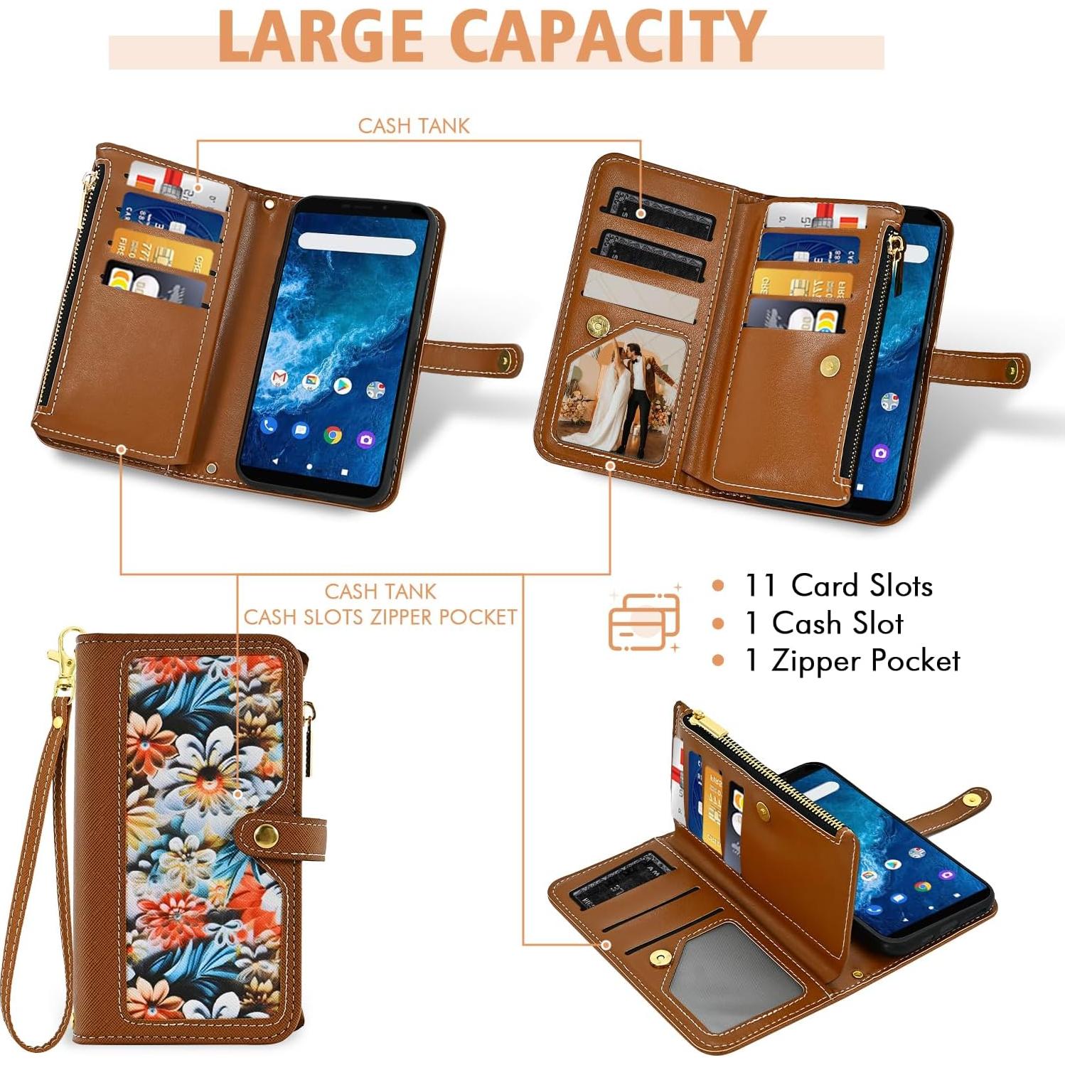 Funda Billetera Furiet Marrón para Cricket Icon 3/Splendor/AT&T