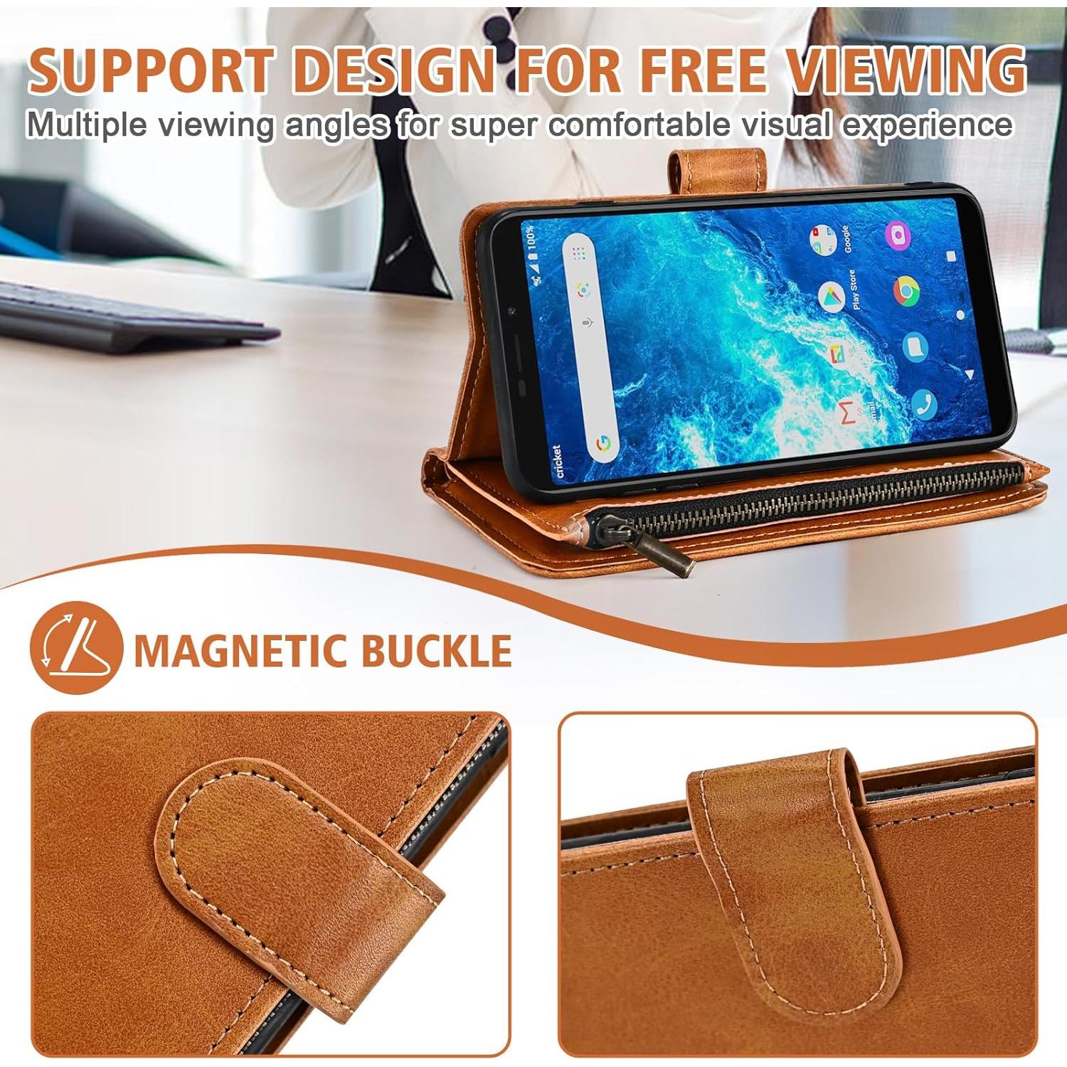 Funda de billetera Furiet para Cricket Icon 2 y AT&T Fusion Z