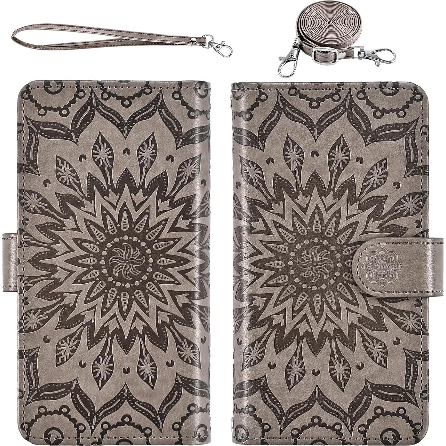 Funda de teléfono Asuwish para Cricket Icon 4 con cartera gris
