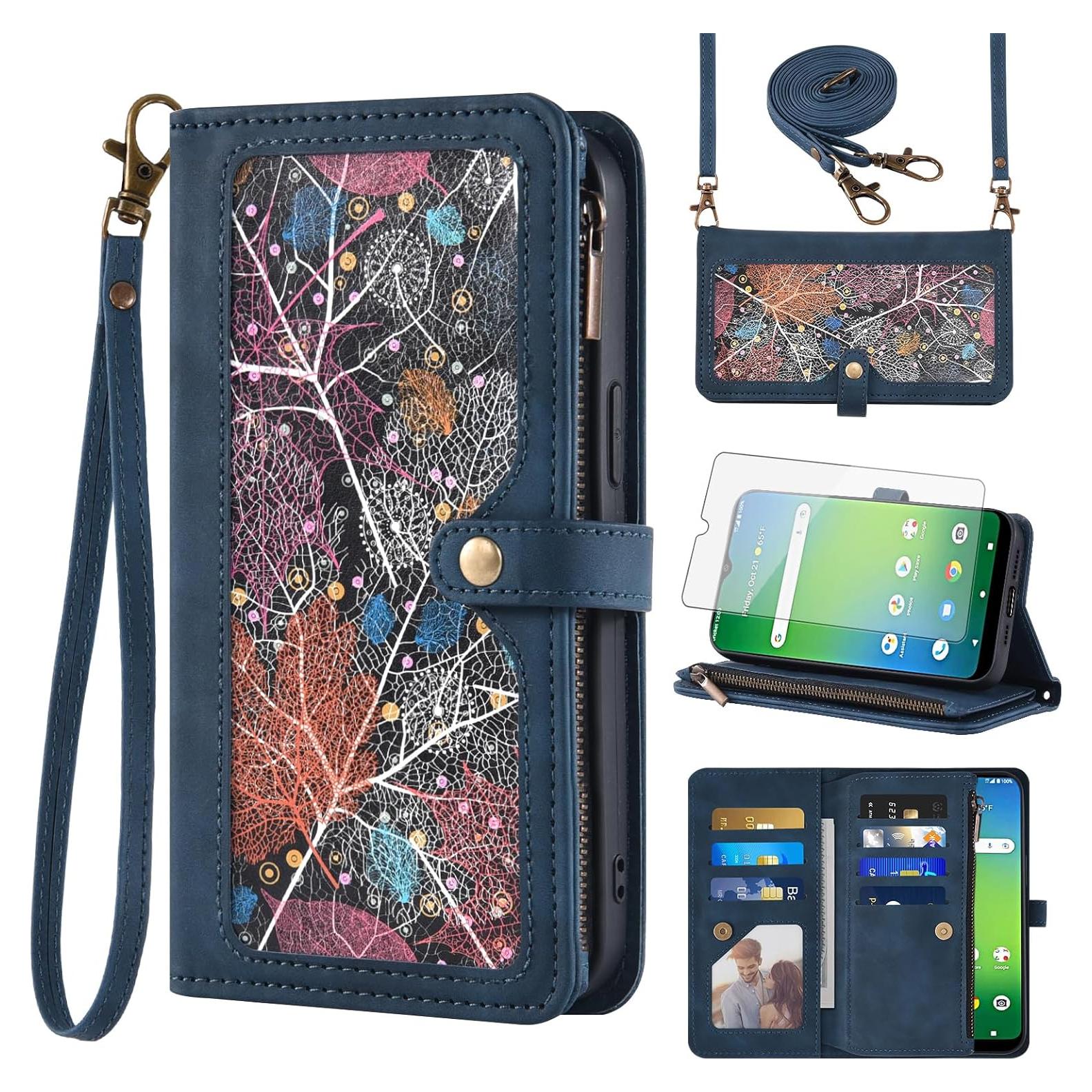 Funda Asuwish para Cricket Icon 4 con billetera y protector