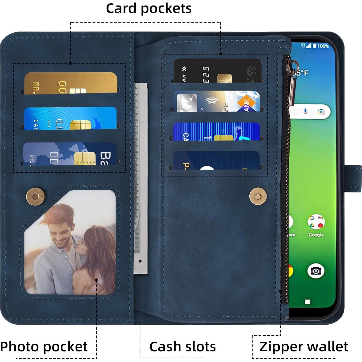 Funda Asuwish para Cricket Icon 4 con billetera y protector