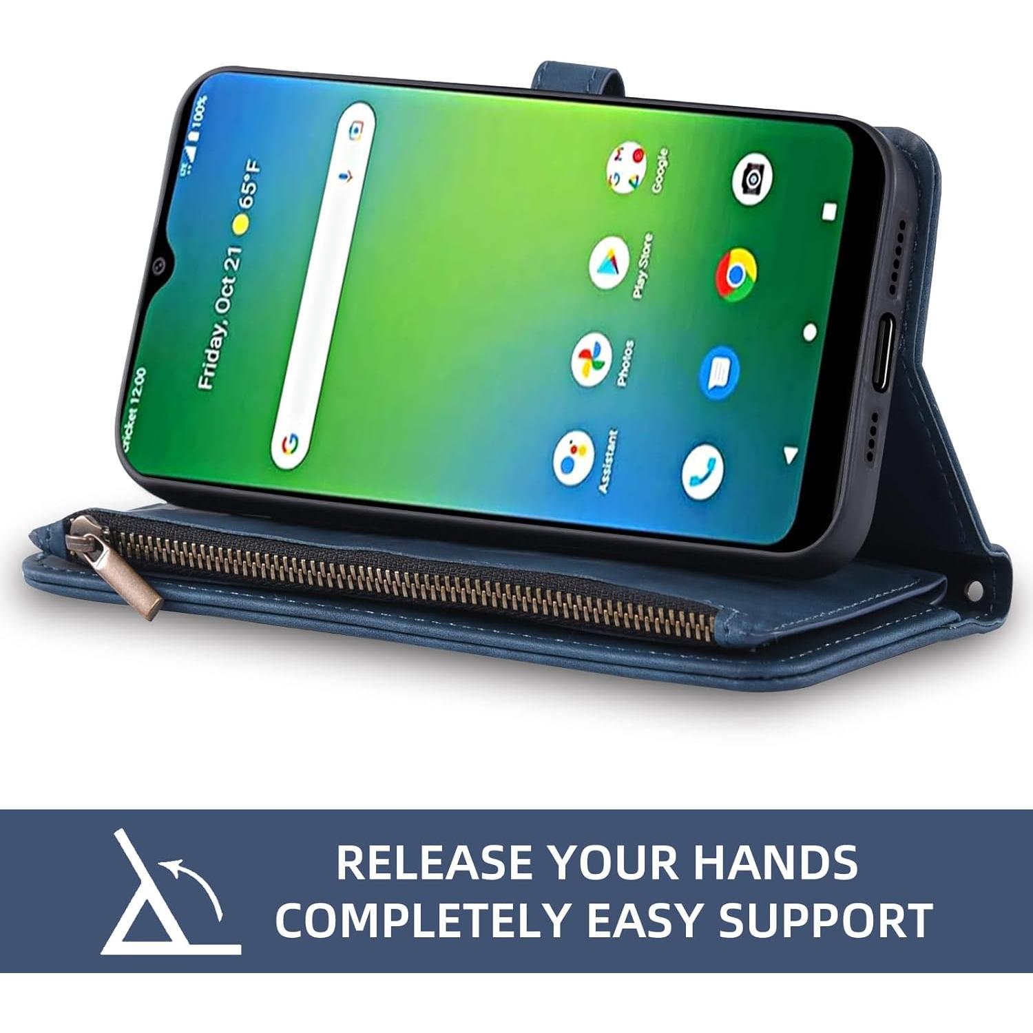 Funda Asuwish para Cricket Icon 4 con billetera y protector