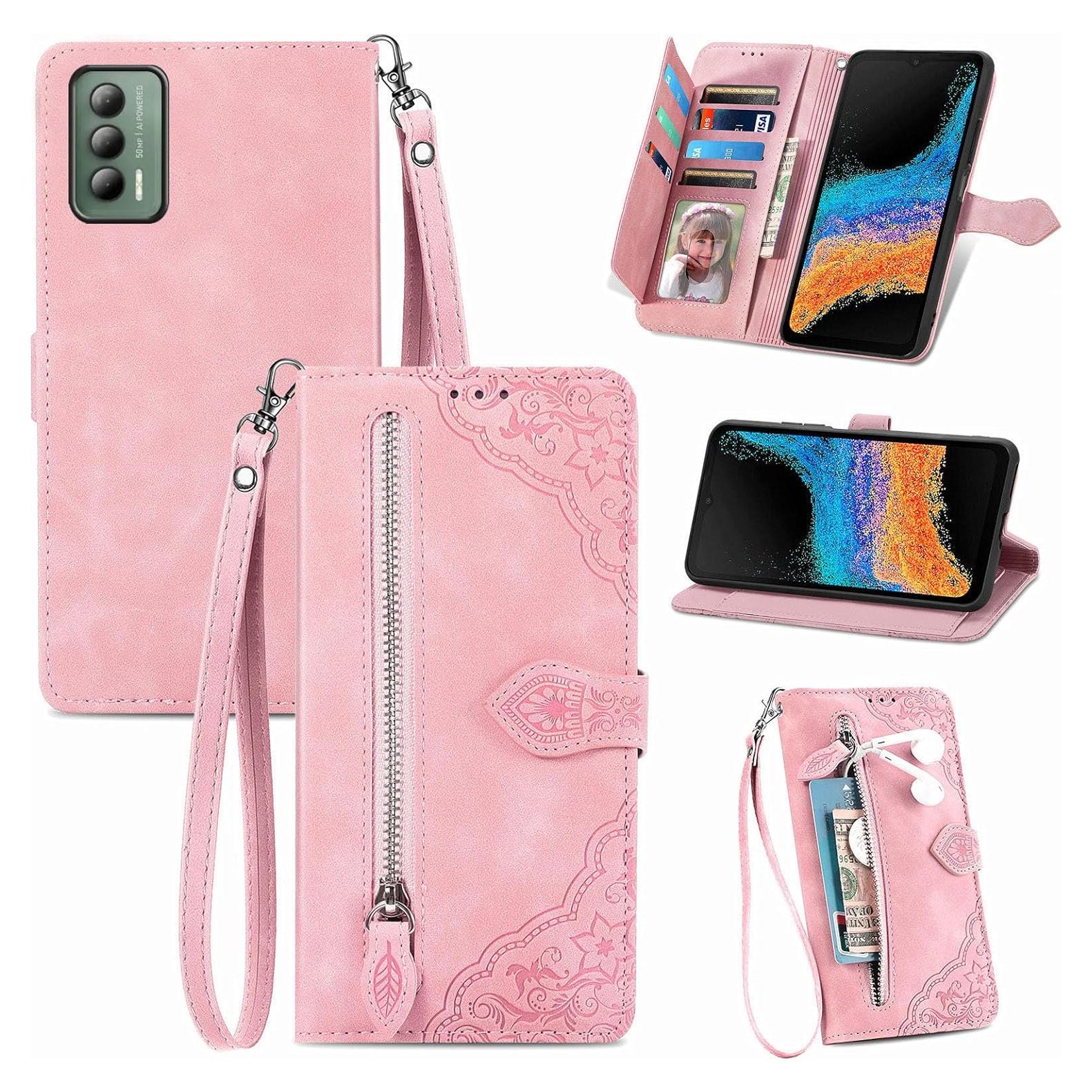 Funda de Cartera DAMONDY para Cricket Outlast - Rosa, 7 Tarjetas
