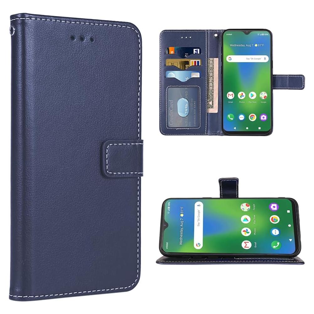 Funda de teléfono Furill para Cricket Icon 4, cuero azul